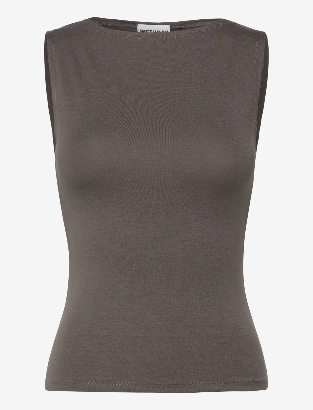 Weekday - Annie Soft Sleeveless Boat-Neck Top - tanktops - charcoal - 0