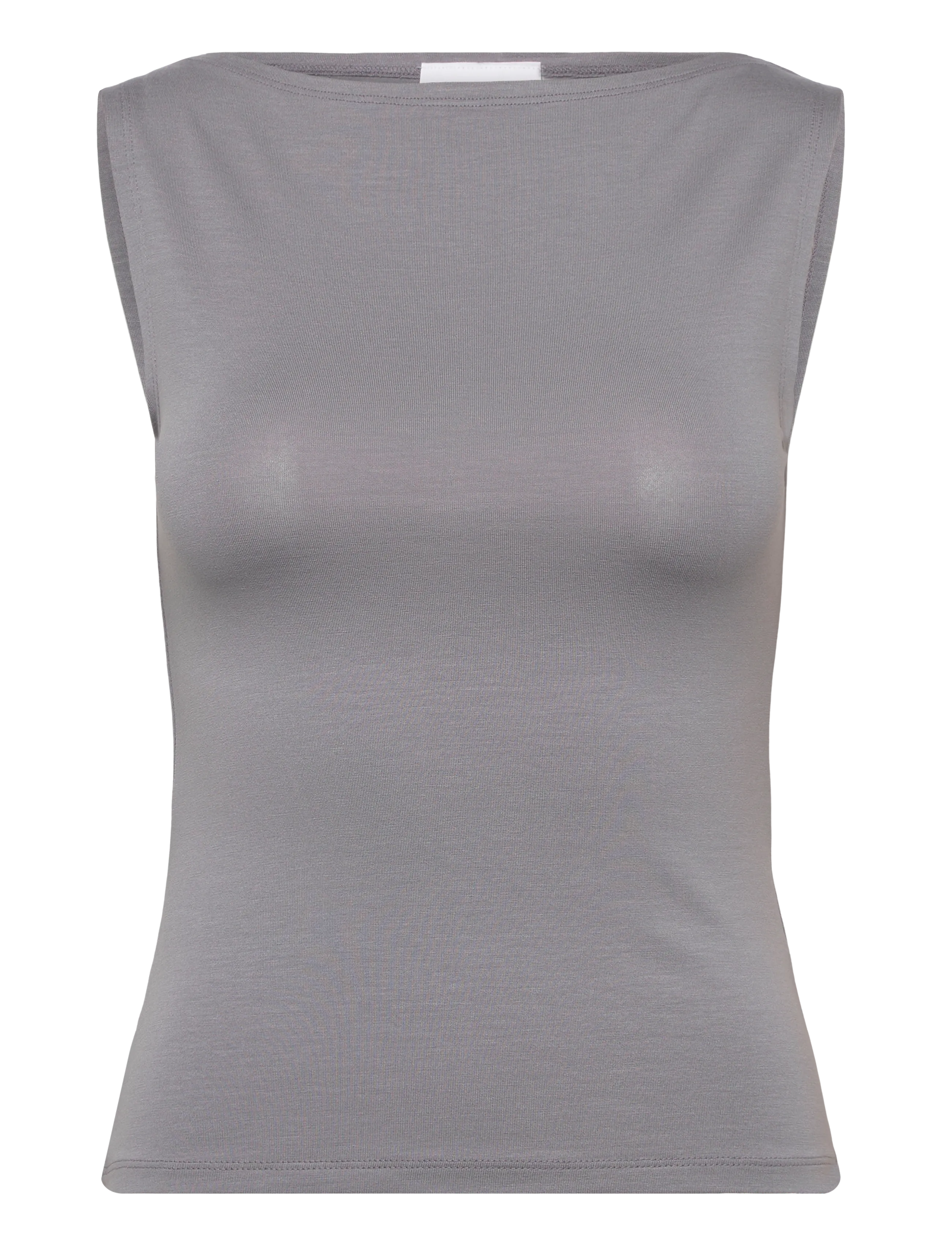 Weekday Annie Soft Sleeveless Boat-Neck Top, S, T-shirts & Oberteile, Grau - Sleeveless, Frauen