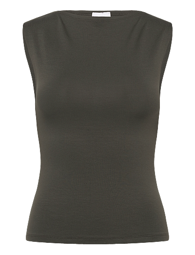 Weekday Annie Soft Sleeveless Boat-Neck Top - Varrukateta topid - KHAKI GREEN / khaki/green
