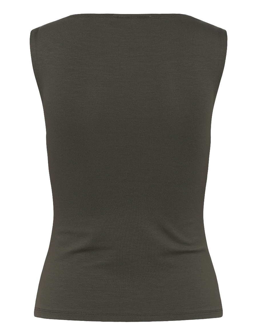 Weekday - Annie Soft Sleeveless Boat-Neck Top - Ärmellose tops - khaki green - 1