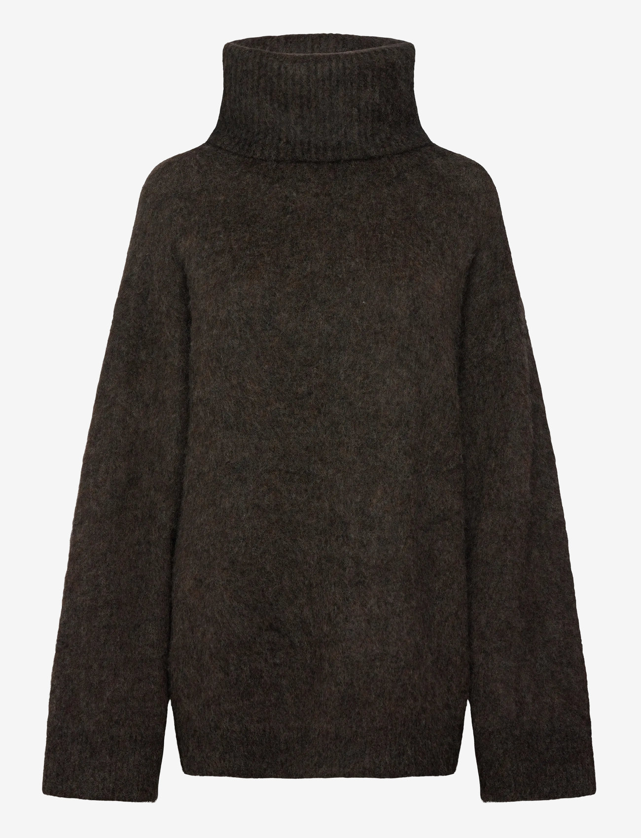 Weekday - Mohair Blend Funnel Neck Sweater - brown melange - 0