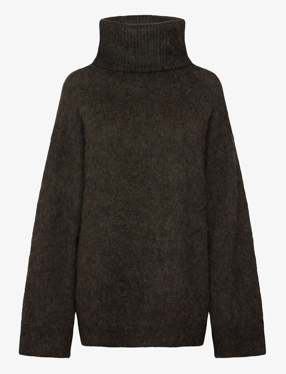 Weekday - Mohair Blend Funnel Neck Sweater - turtlenecks - brown melange - 0