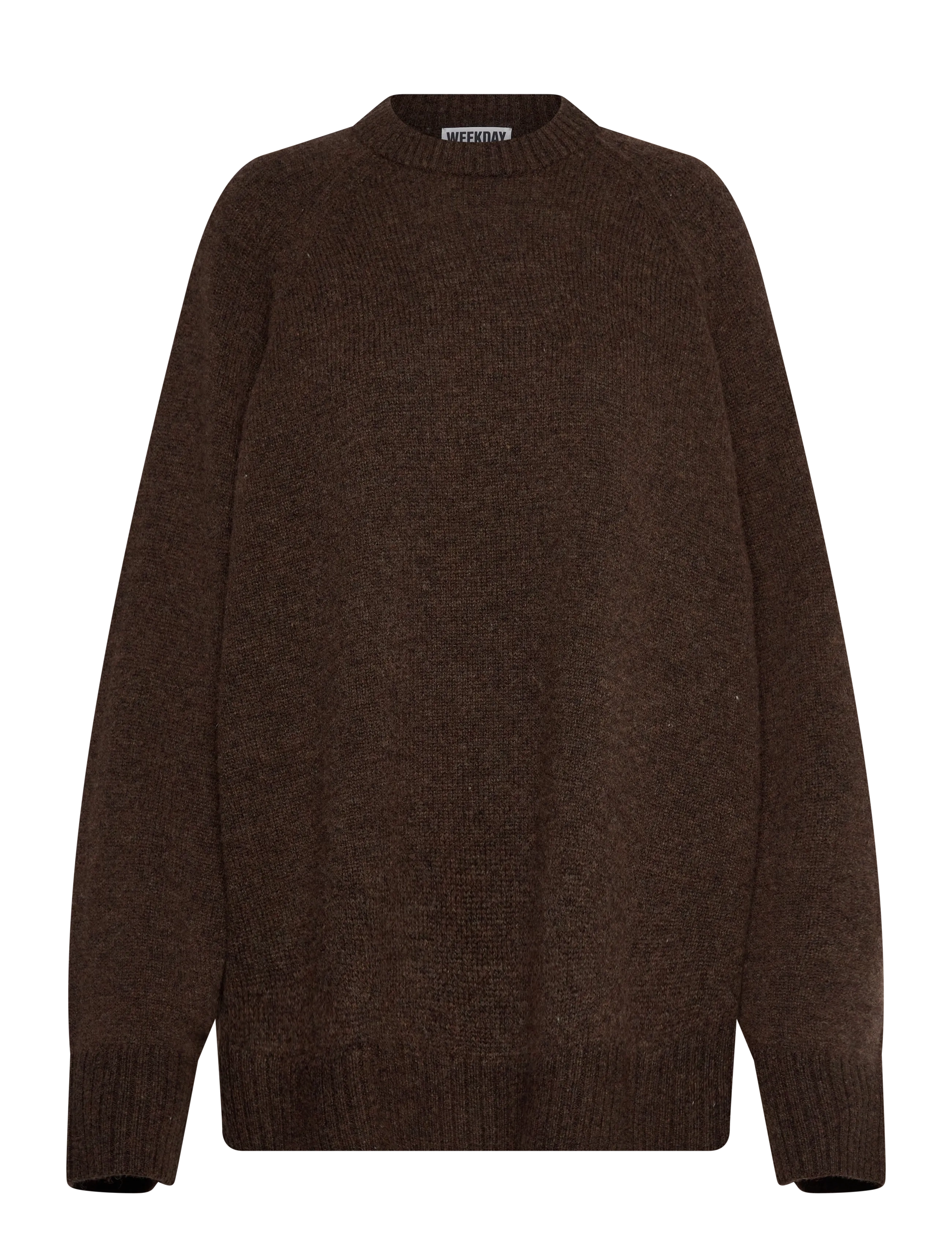 Weekday Relaxed Knitted Wool Sweater - Kudumid - DARK BROWN MELANGE / brown