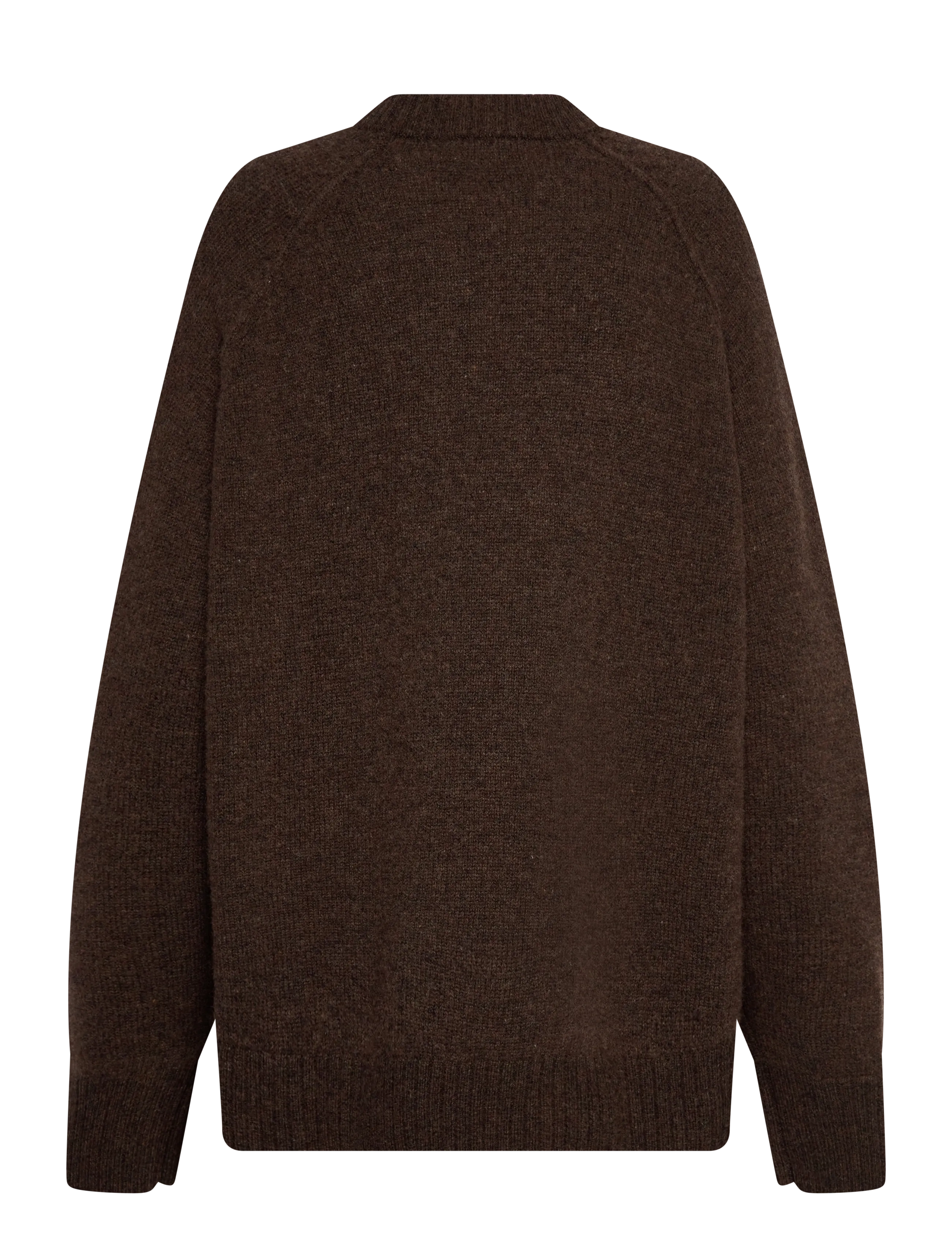 Weekday - Relaxed Knitted Wool Sweater - pullover - dark brown melange - 1
