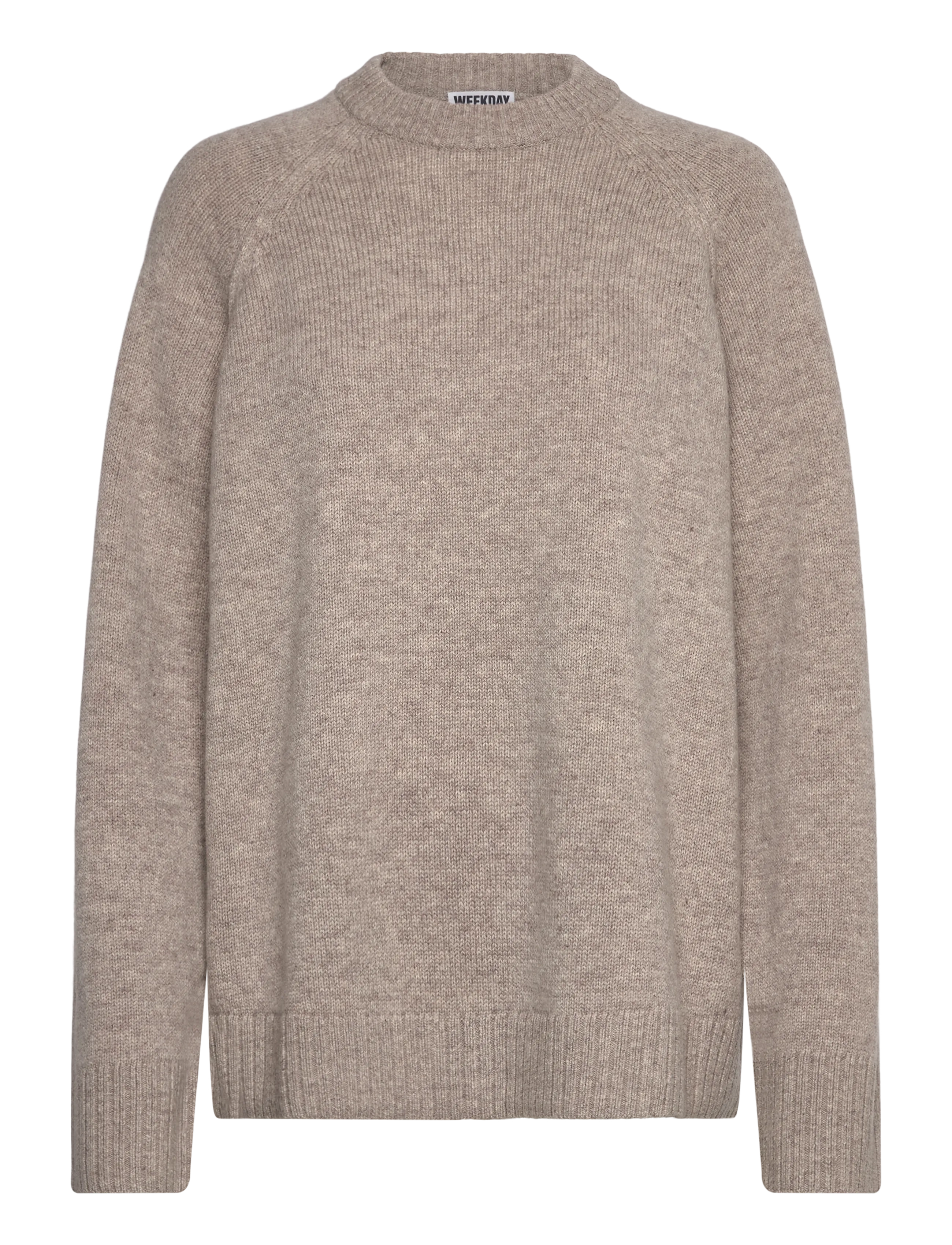 Weekday Relaxed Knitted Wool Sweater - Transitional Layering - LIGHT MOLE / beige