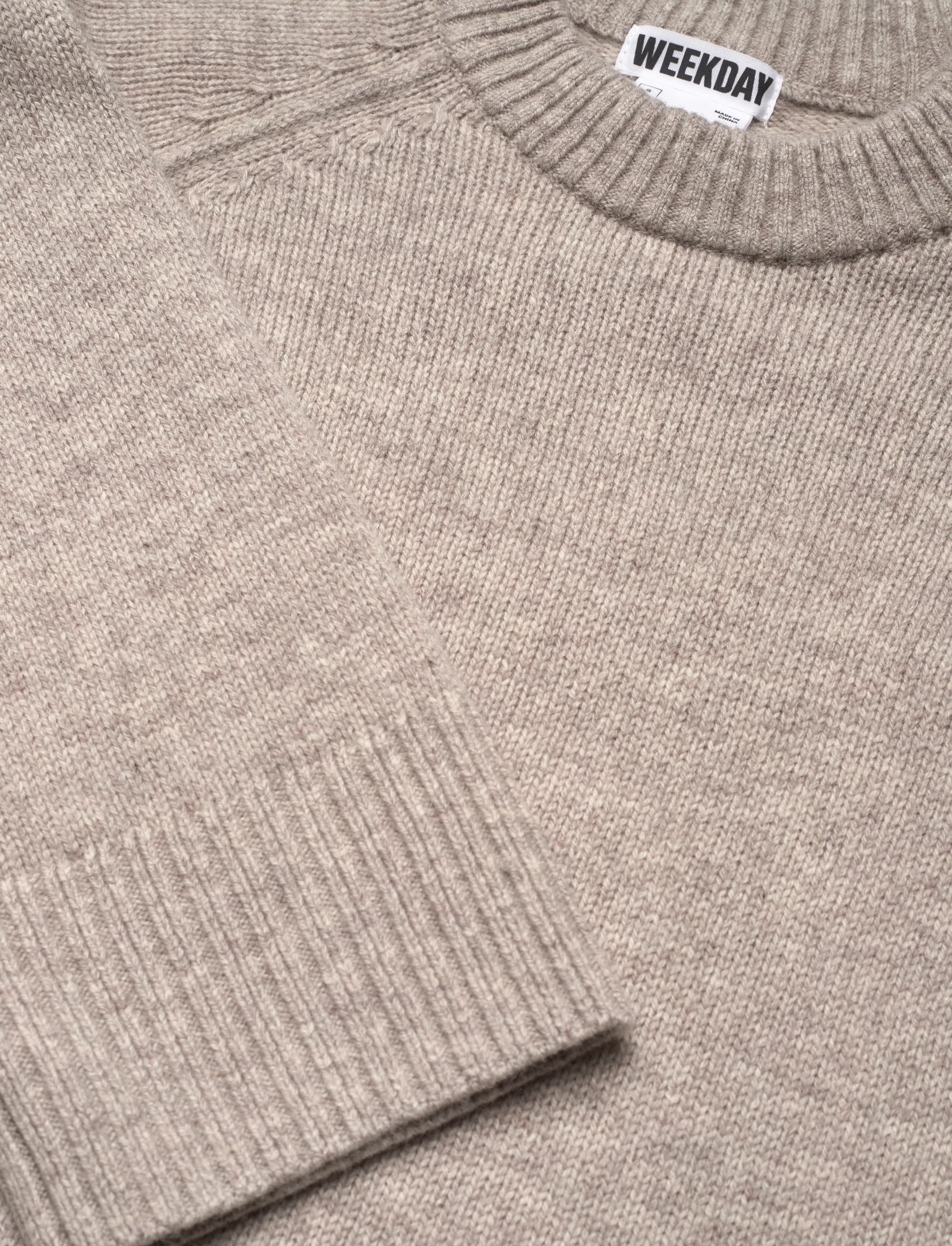 Weekday - Relaxed Knitted Wool Sweater - light mole - 2