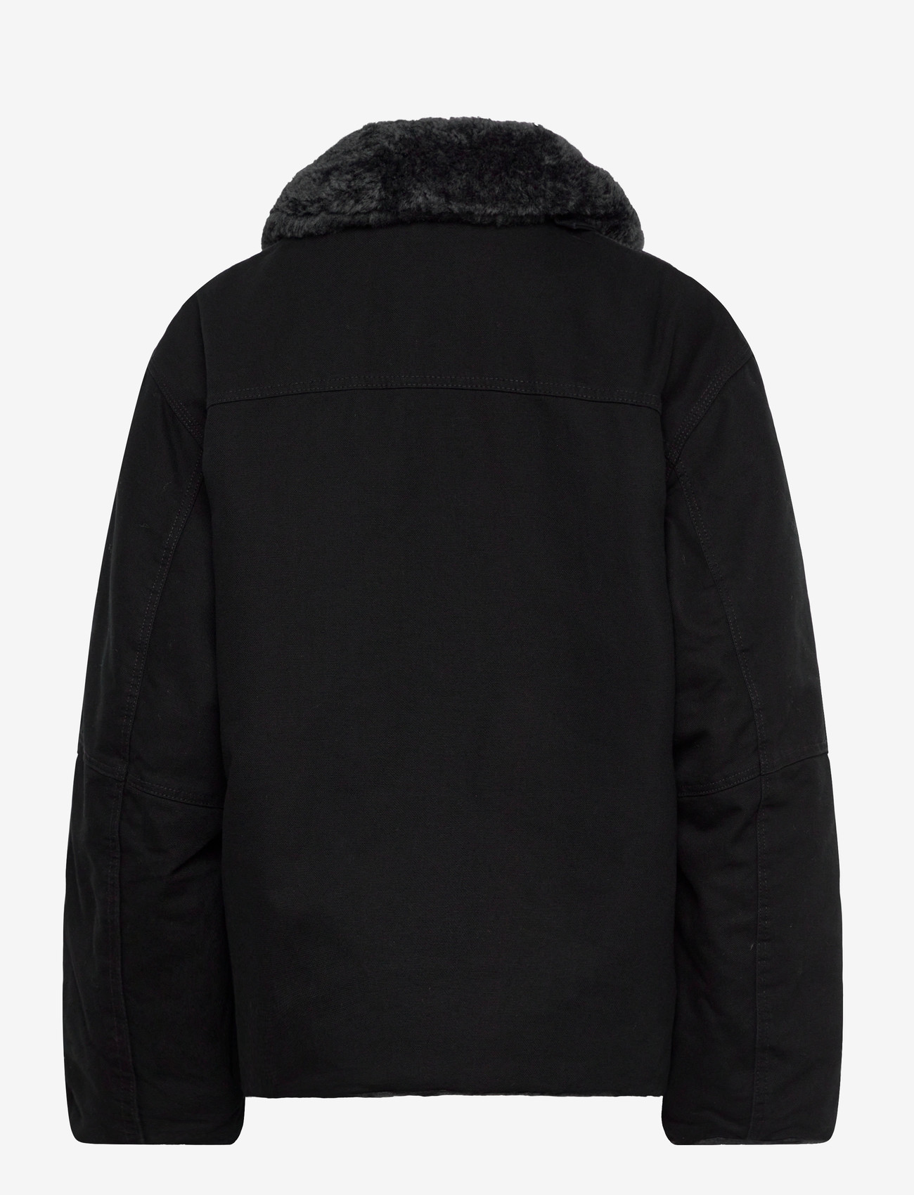 Weekday - Fur-Lined Canvas Jacket - faux fur - washed black - 1