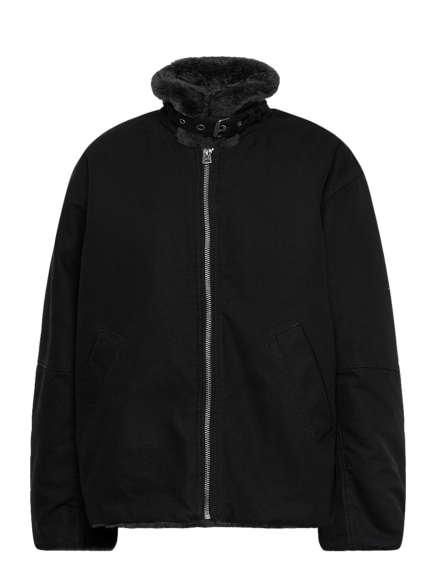 Weekday - Fur-Lined Canvas Jacket - kunstpelz - washed black - 2