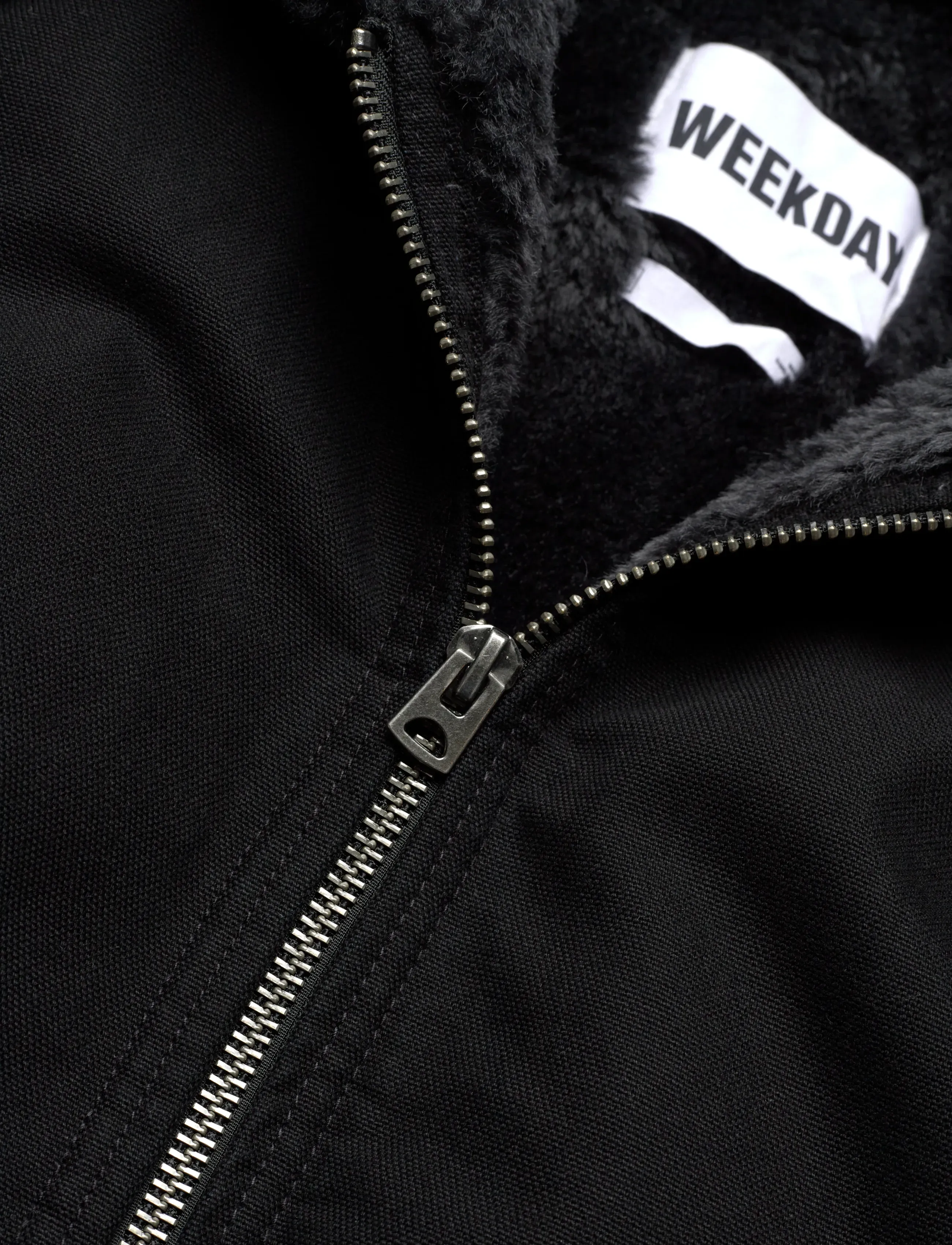 Weekday - Fur-Lined Canvas Jacket - faux fur jakker - washed black - 3