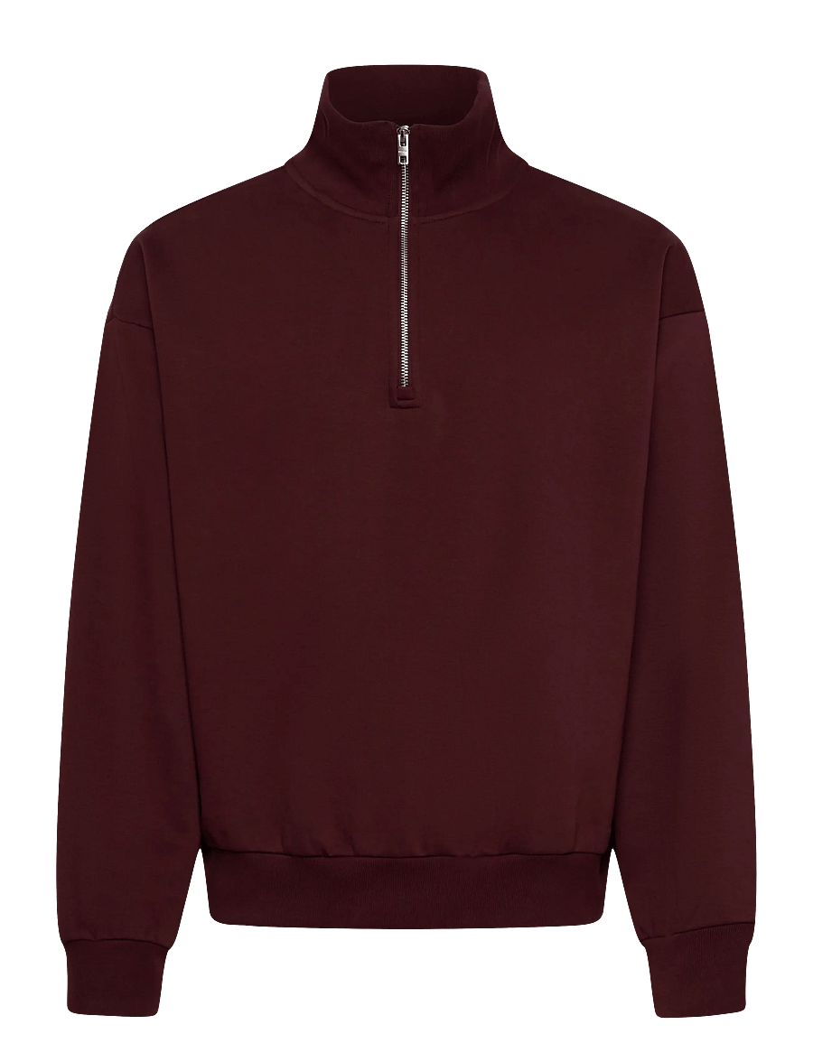 Weekday - Loose Half Zip Sweatshirt - shoppa efter tillfälle - burgundy - 0