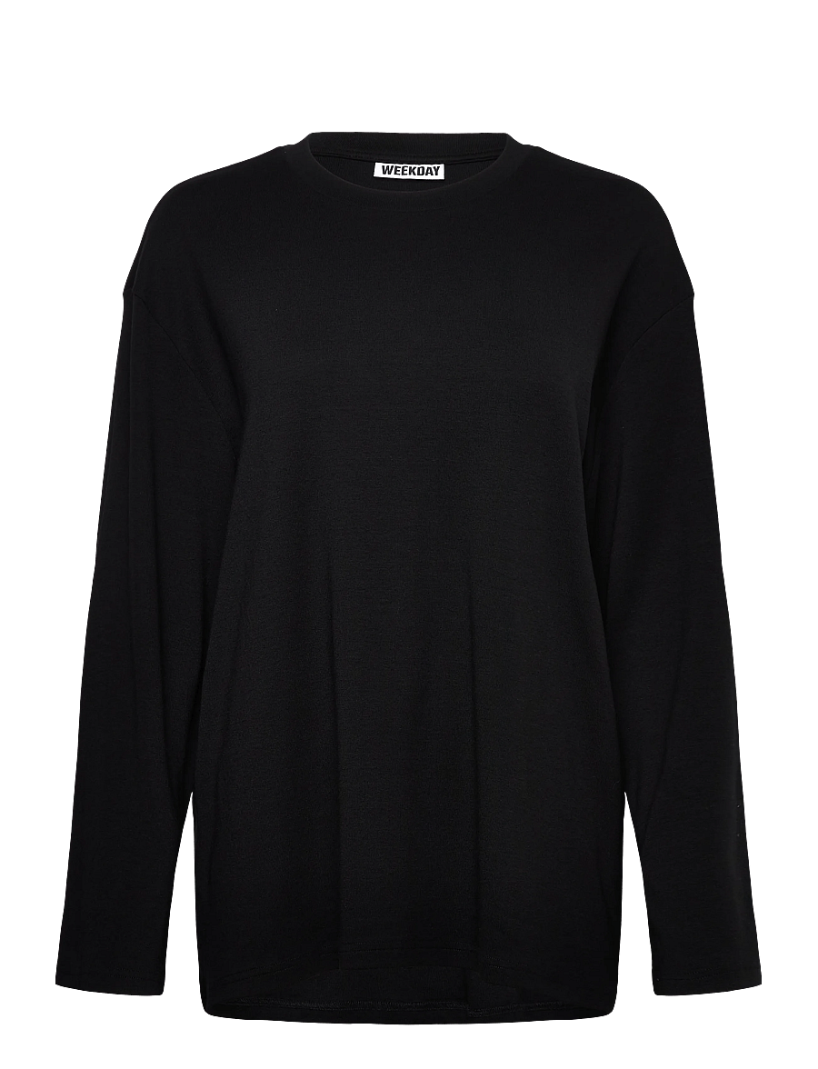 Weekday - Relaxed Long Sleeve Top - stickade tröjor - black - 0
