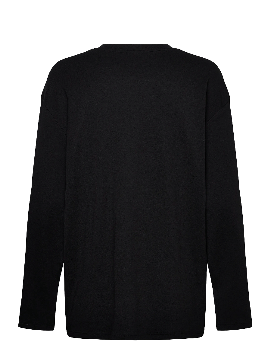 Weekday - Relaxed Long Sleeve Top - stickade tröjor - black - 1
