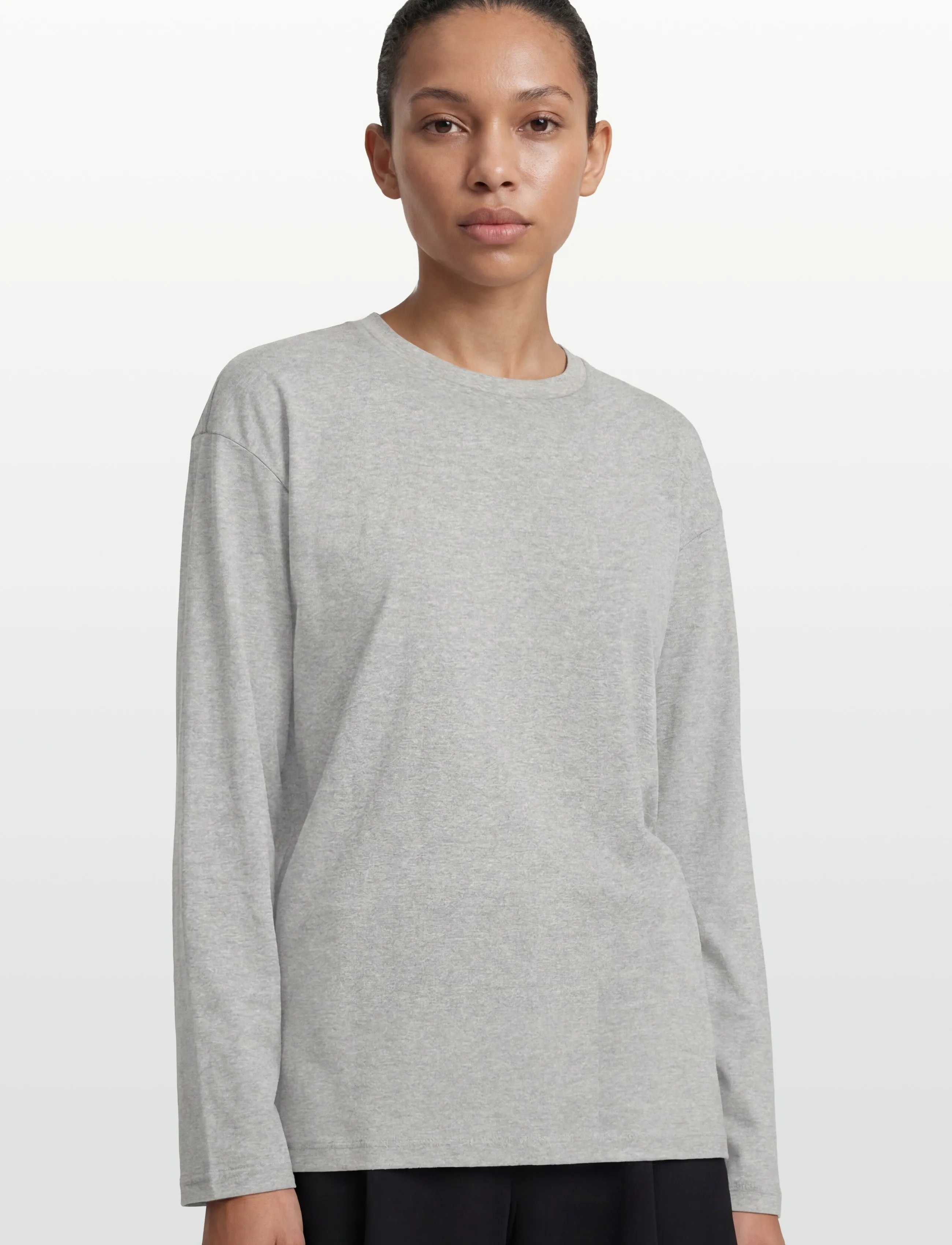 Weekday - Relaxed Long Sleeve Top - sweatshirts - grey melange - 3