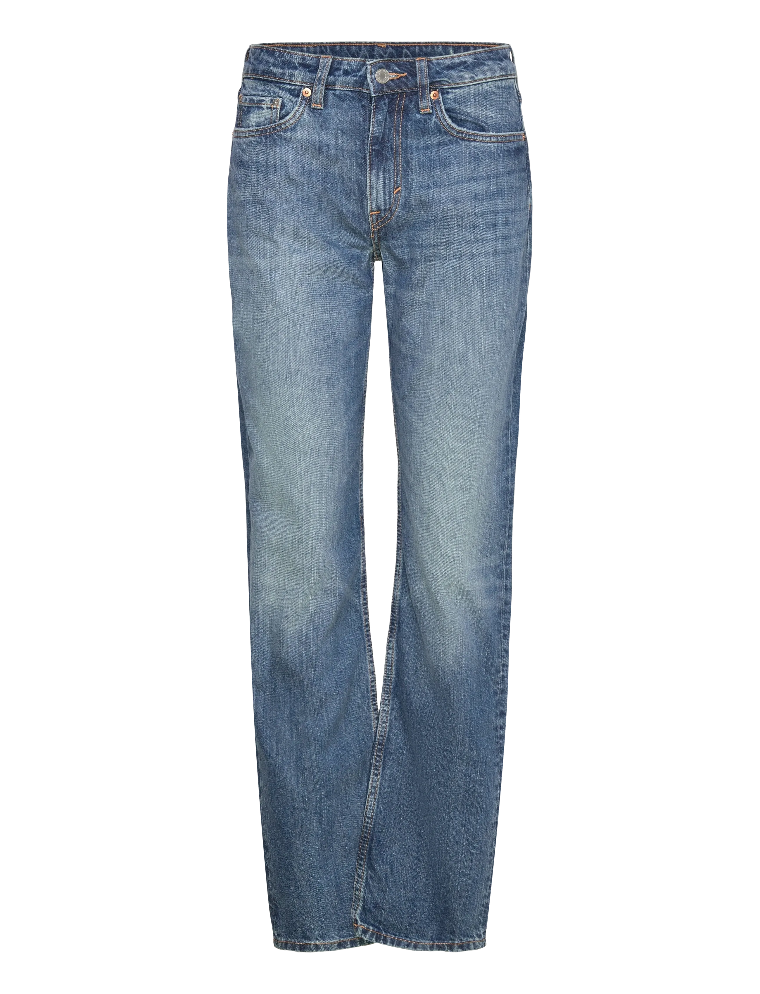 Weekday Laika Mid Rise Regular Straight Leg Jeans, 29 x 32, Blau - Straight-regular, Frauen