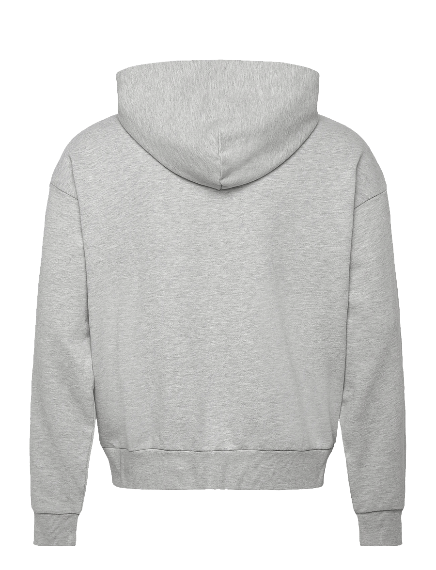 Weekday - Square Graphic Zip Hoodie - kapuzenpullover - grey melange - 1