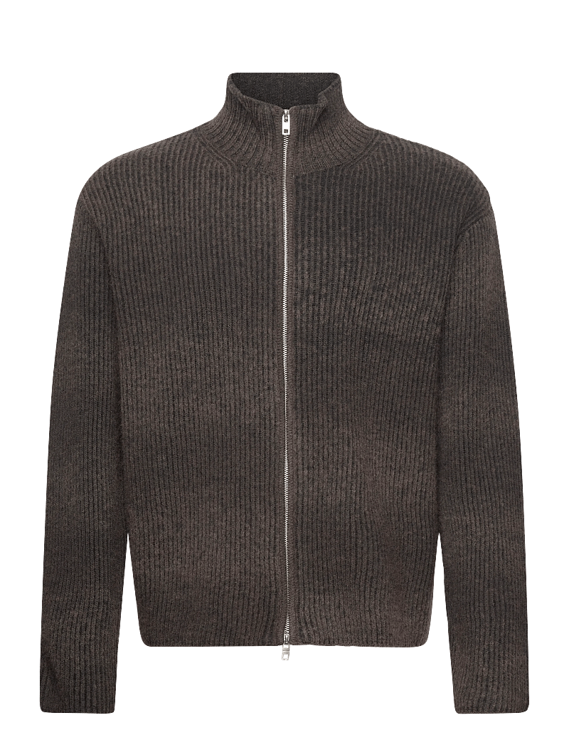 Weekday - Woolblend Zip Cardigan - lukuga džemprid - dark brown - 0