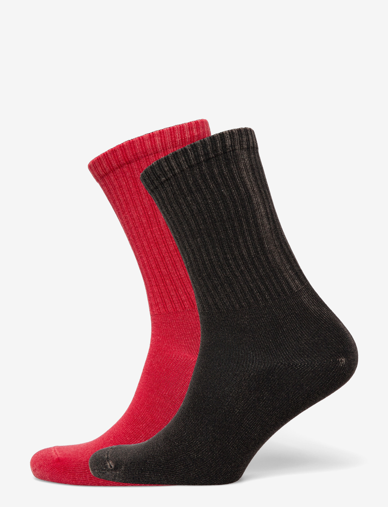 Weekday - 2-pack Washed Crew Socks - regular socks - red/black - 0