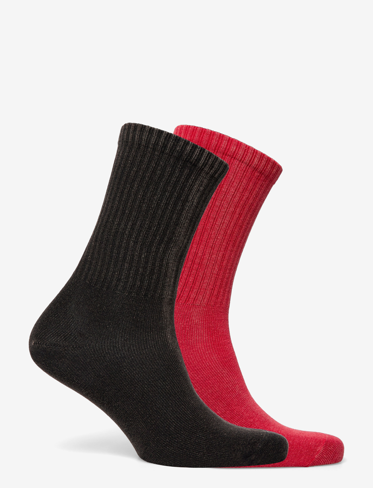 Weekday - 2-pack Washed Crew Socks - regular socks - red/black - 1