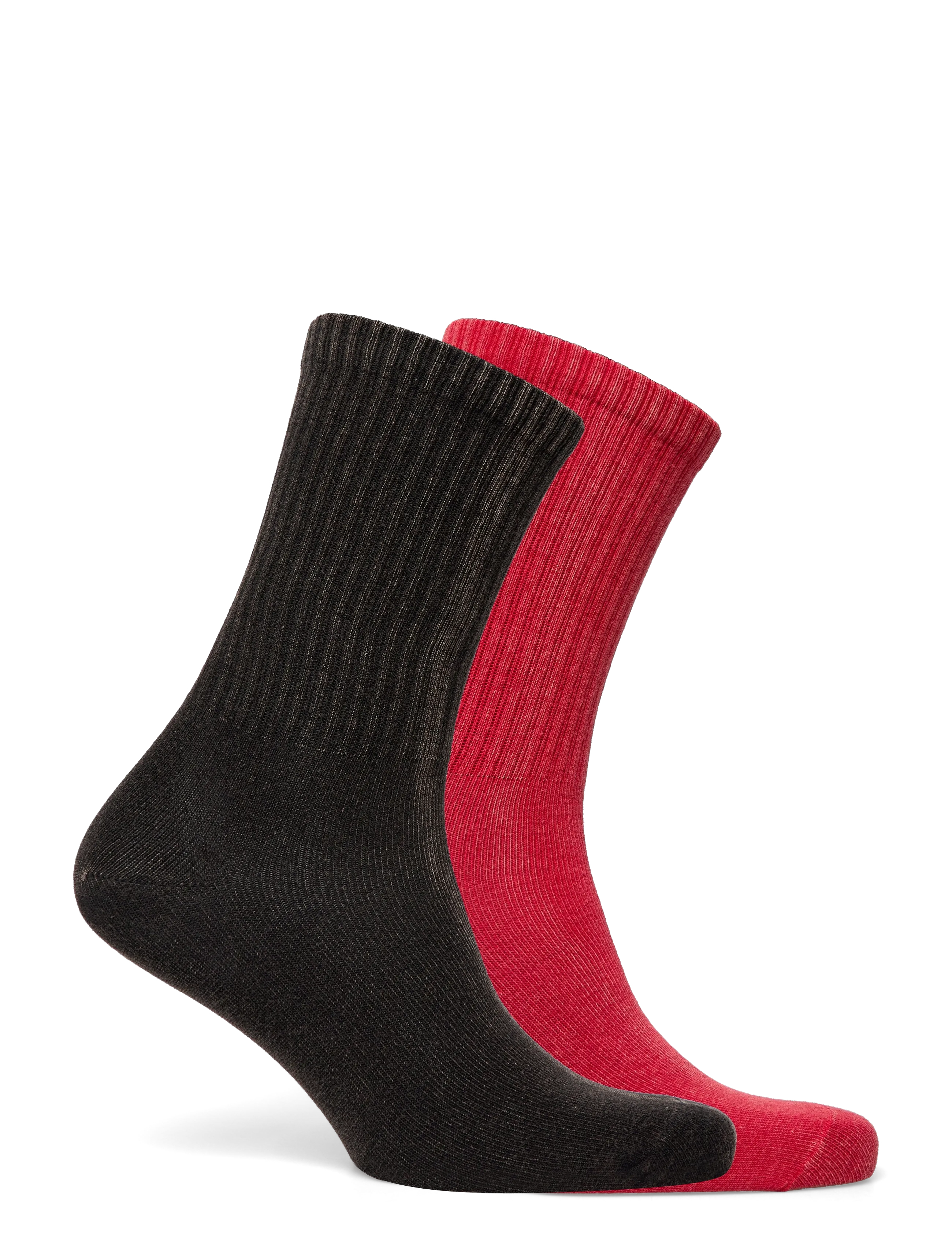 Weekday - 2-pack Washed Crew Socks - klassikalised sokid - red/black - 1