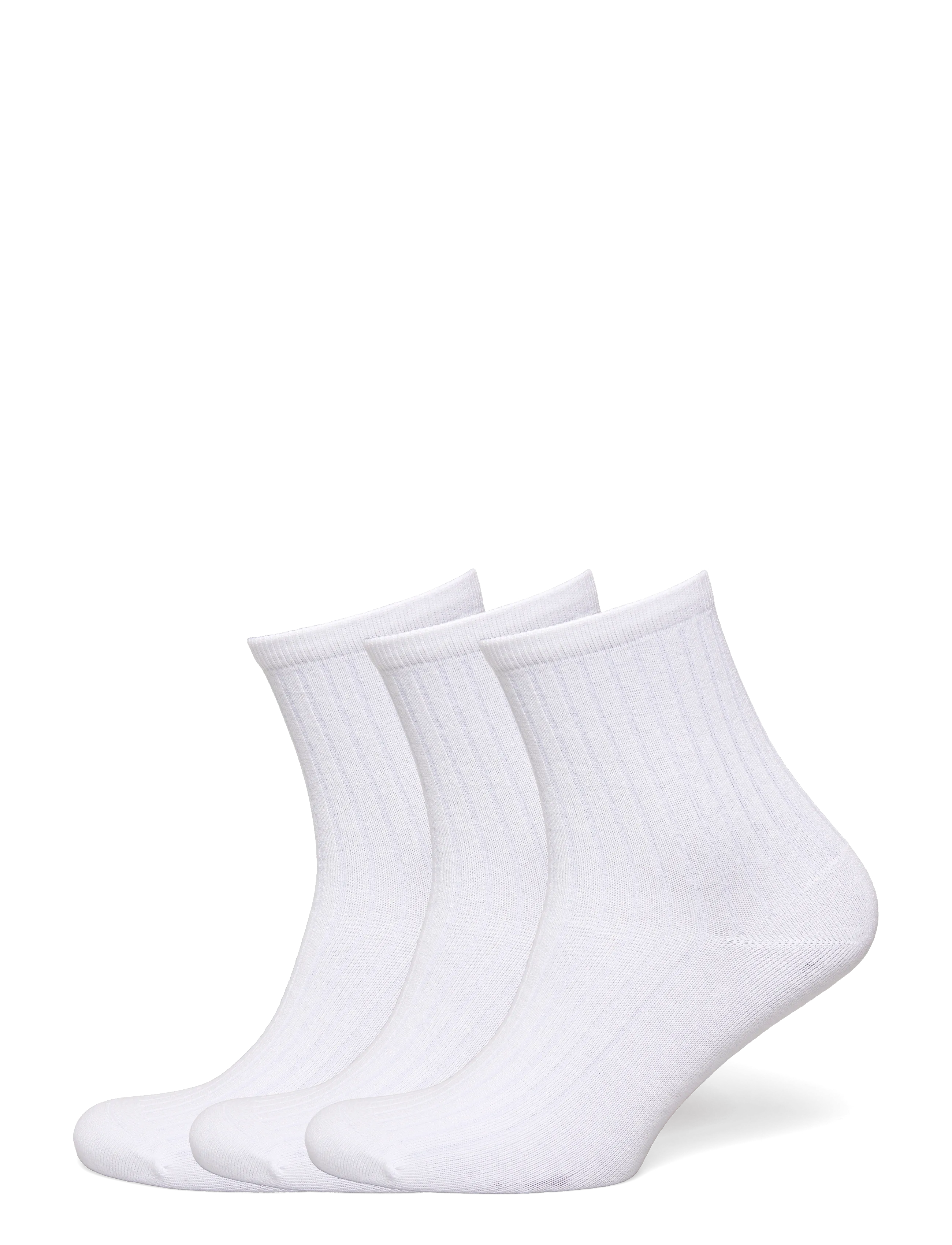 Weekday 3-pack Ribbed Ankle Socks - Ankelstrømper - WHITE / white