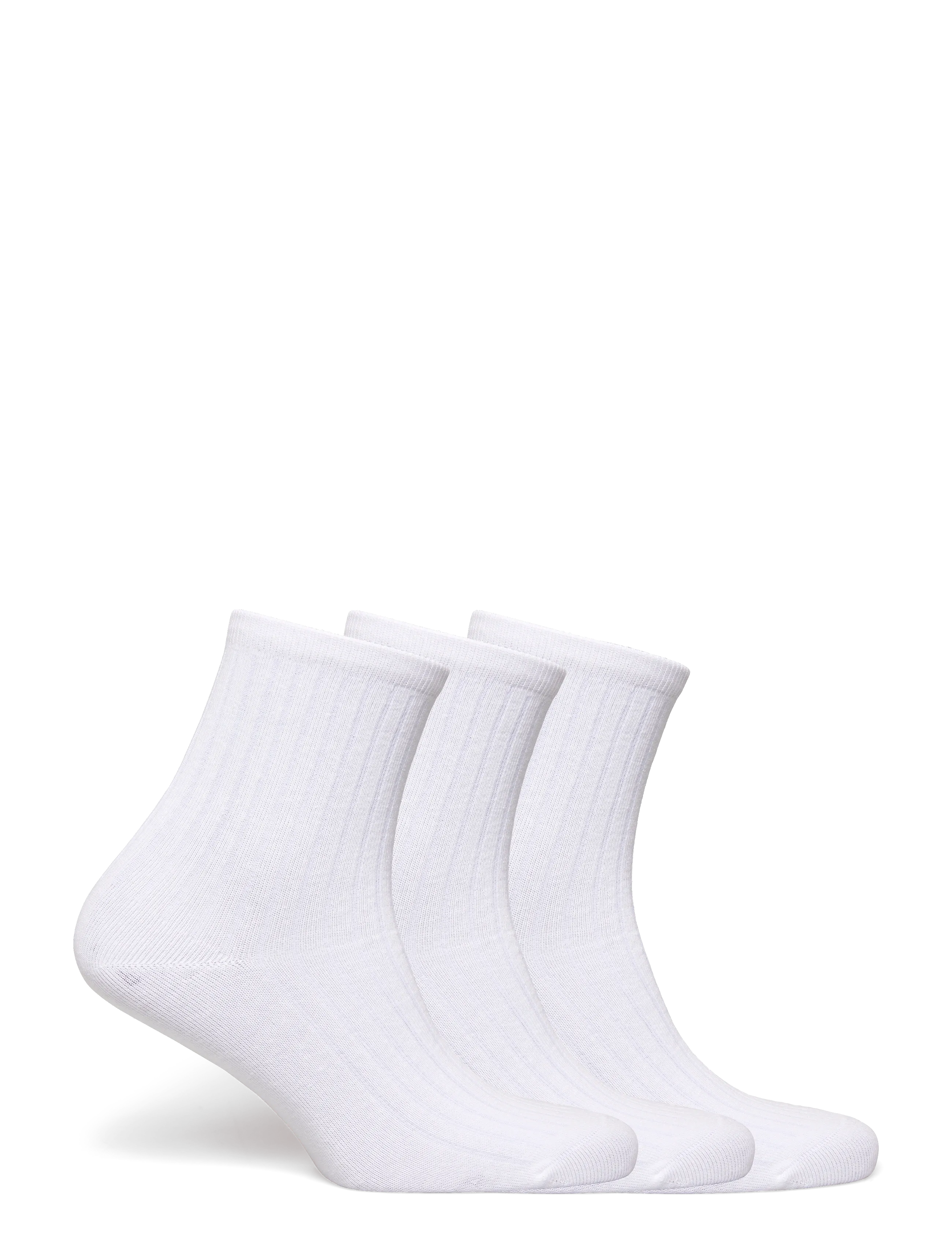 Weekday - 3-pack Ribbed Ankle Socks - white - 1