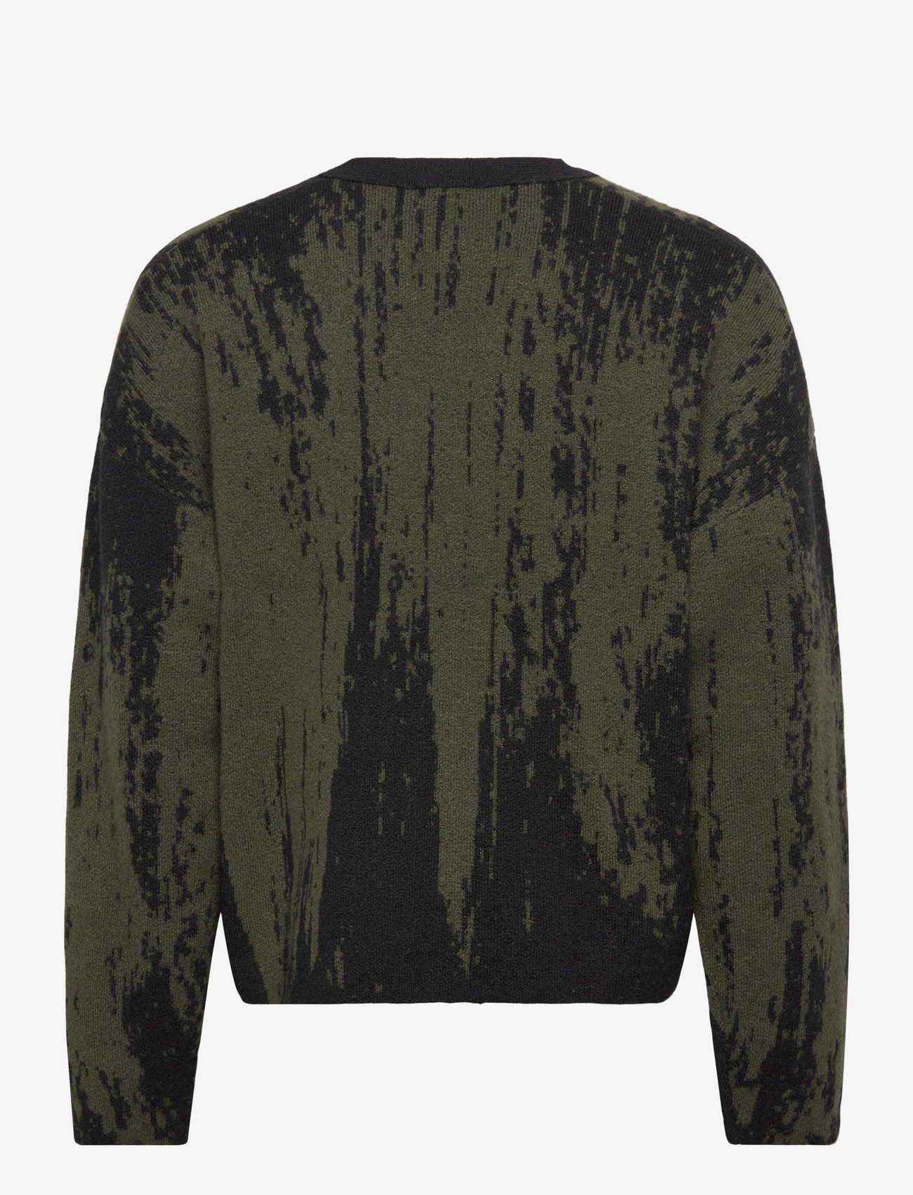 Weekday - Boxy Knitted Graphic Cardigan - kardiganid - dark khaki green - 1