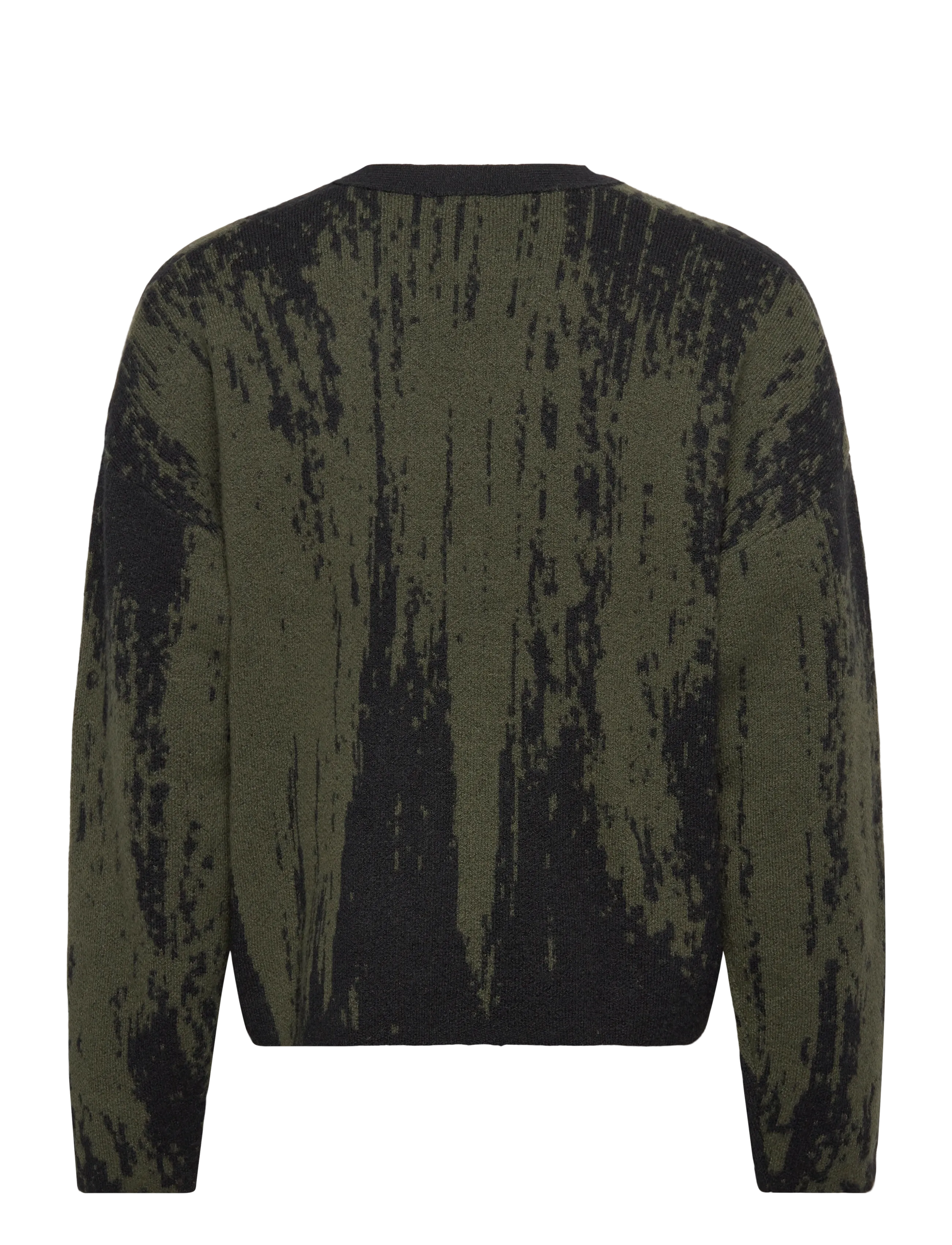 Weekday - Boxy Knitted Graphic Cardigan - dark khaki green - 1