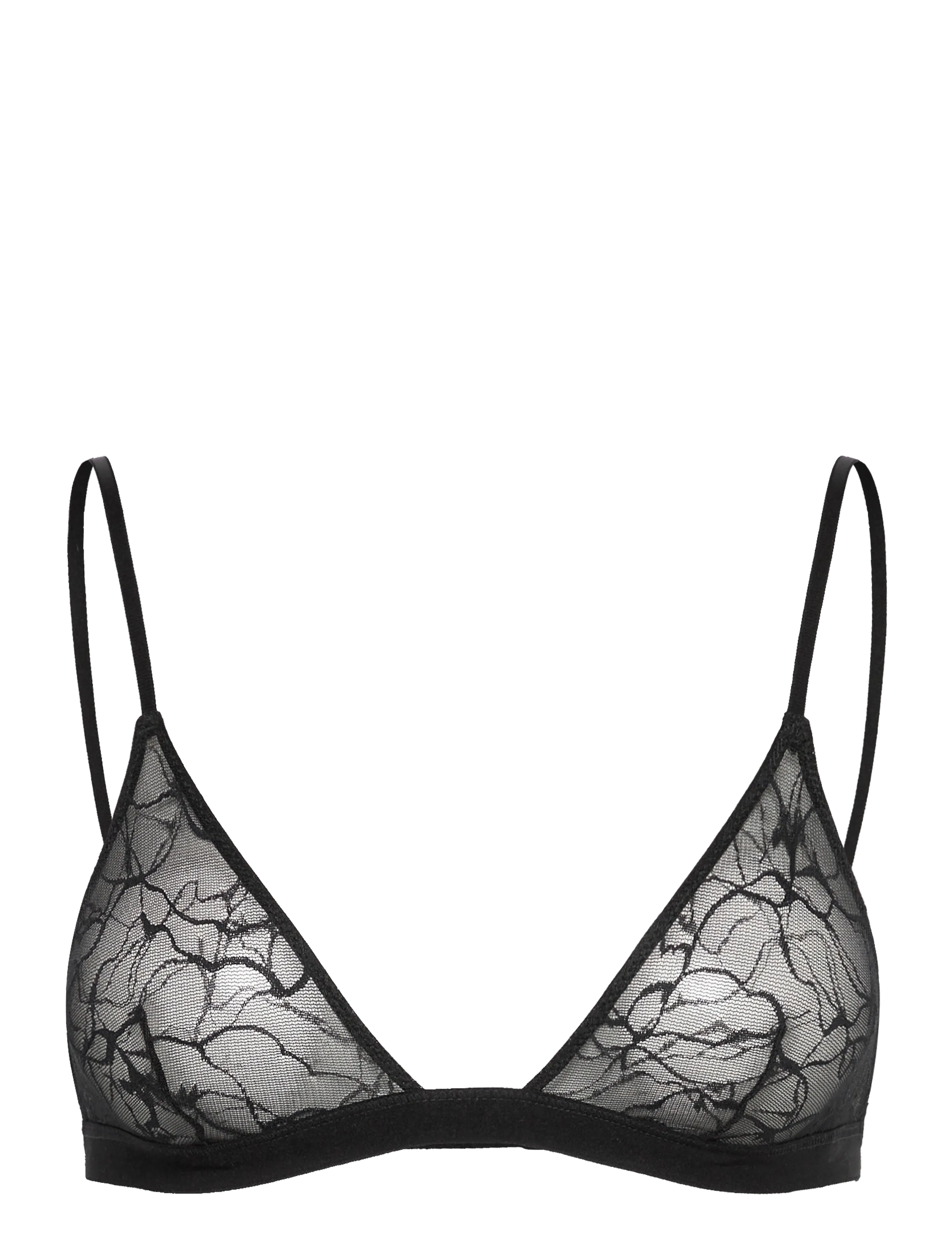Weekday Swirly Lace Triangle Bra, Kvinder, Blonder Trekant BH, Sort, Str: XXS