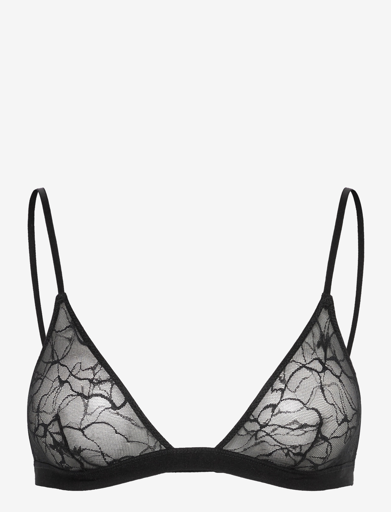 Weekday - Swirly Lace Triangle Bra - bralette - black - 0