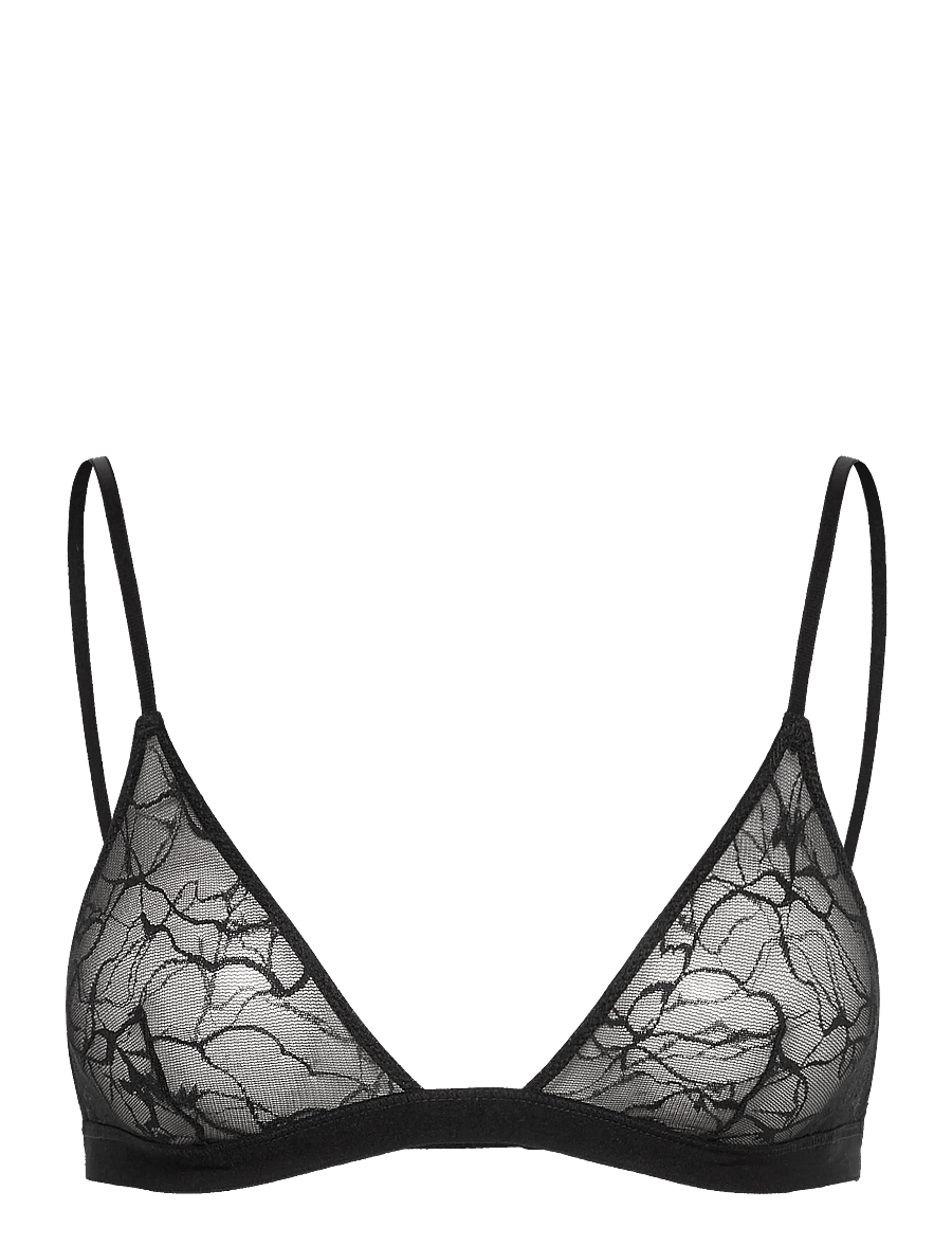 Weekday - Swirly Lace Triangle Bra - bralette - black - 0