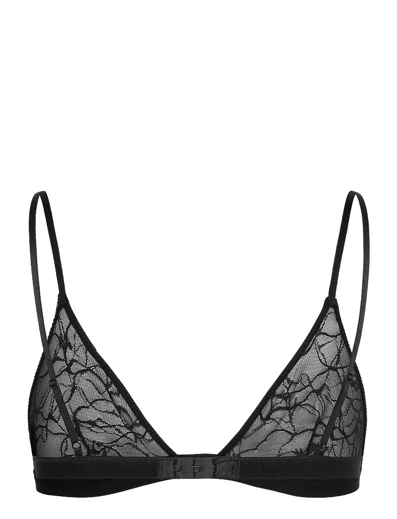 Weekday - Swirly Lace Triangle Bra - bralette - black - 1