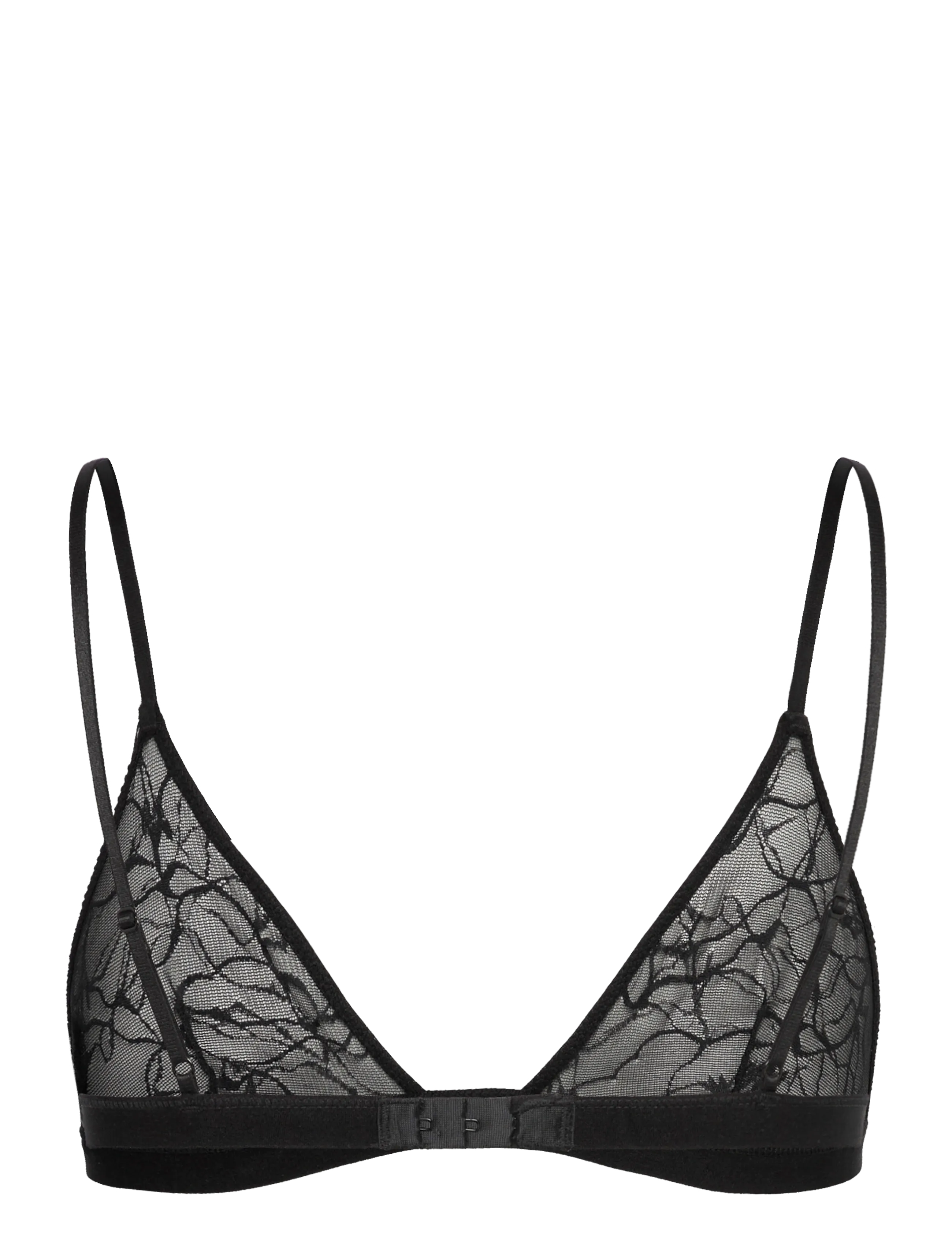 Weekday - Swirly Lace Triangle Bra - bralette - black - 1