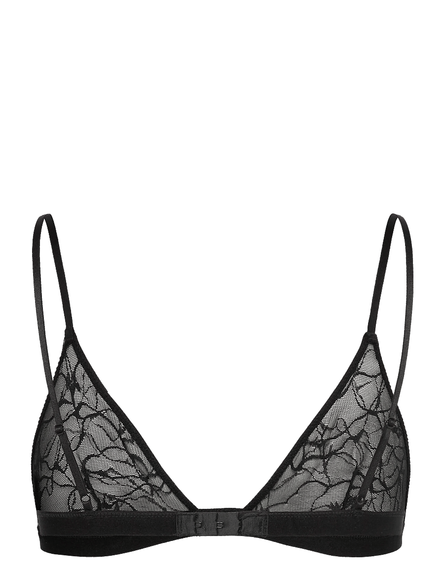 Weekday - Swirly Lace Triangle Bra - bralette - black - 1