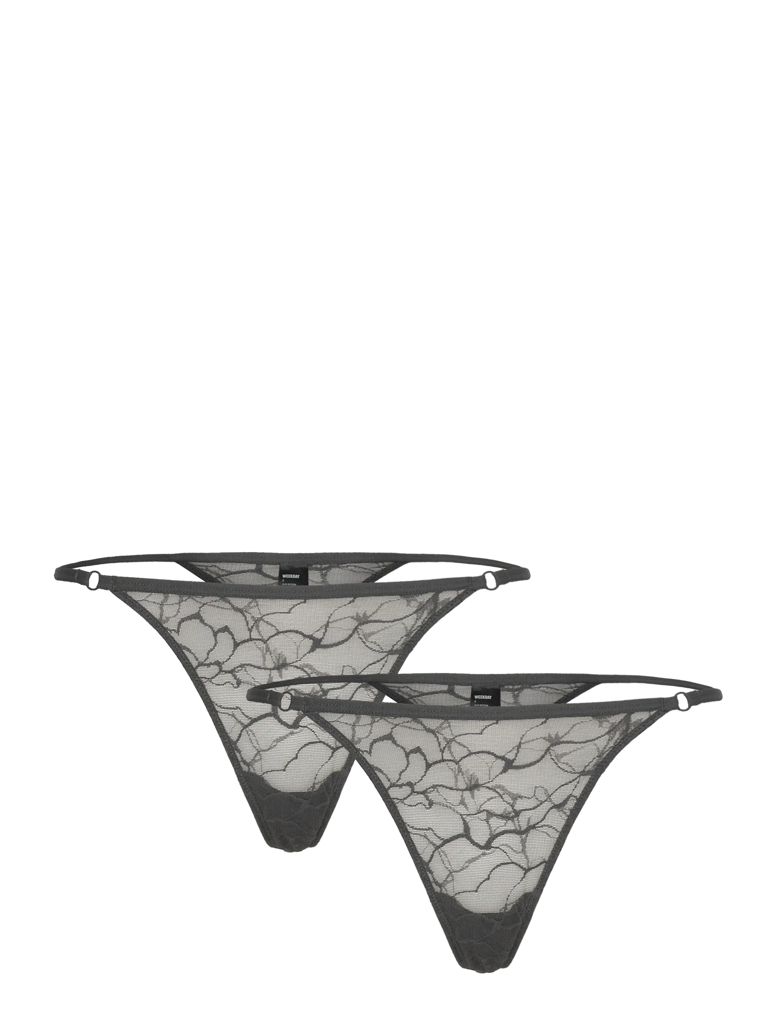 Weekday 2-pack Swirly Lace Tanga Thongs - Trosor - GREY DARK / grey