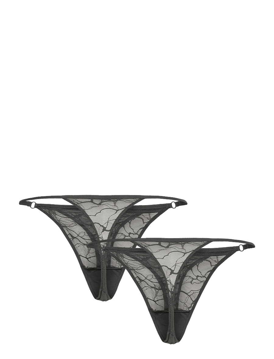 Weekday - 2-pack Swirly Lace Tanga Thongs - thongs - grey dark - 2