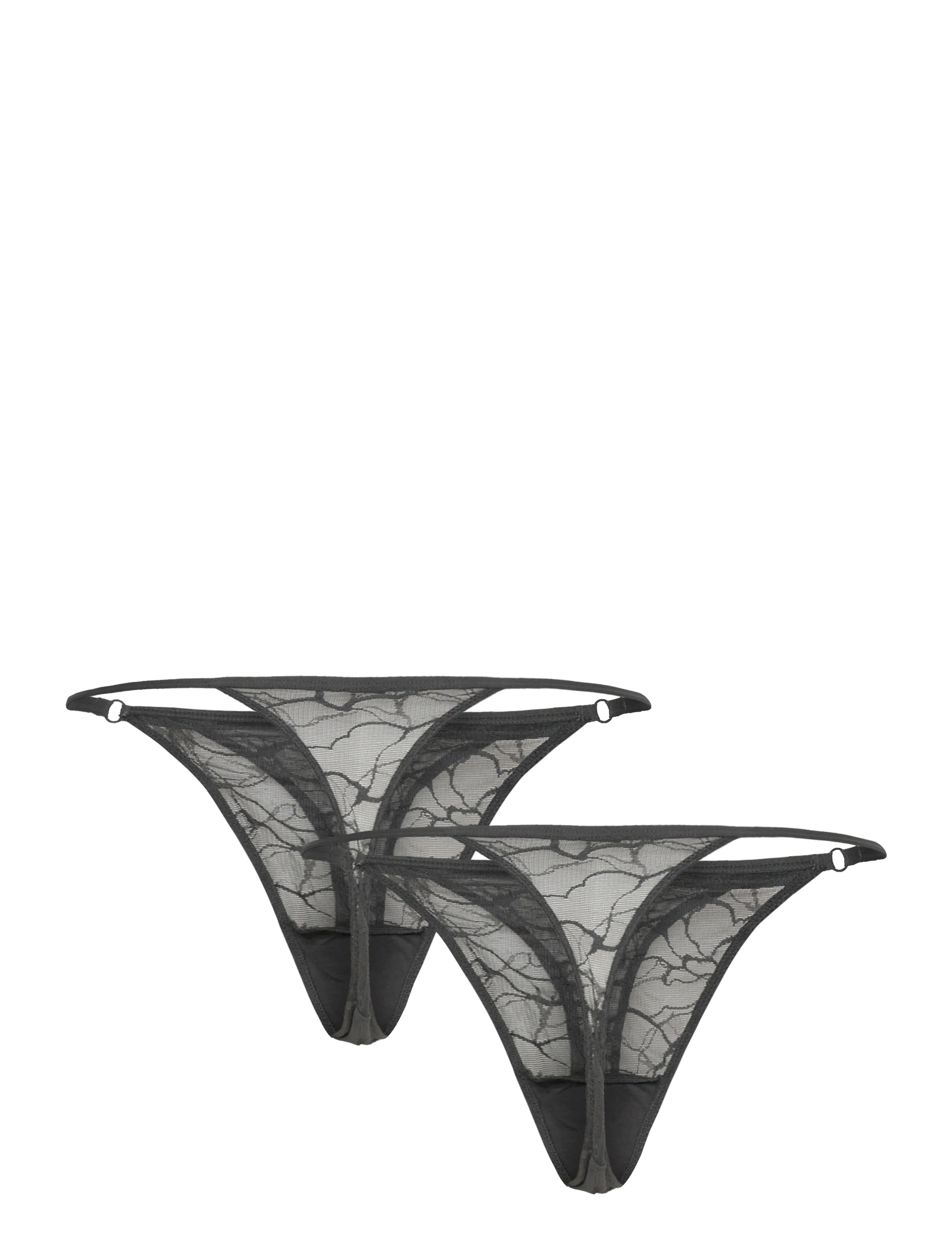 Weekday - 2-pack Swirly Lace Tanga Thongs - stringtrusser - grey dark - 2