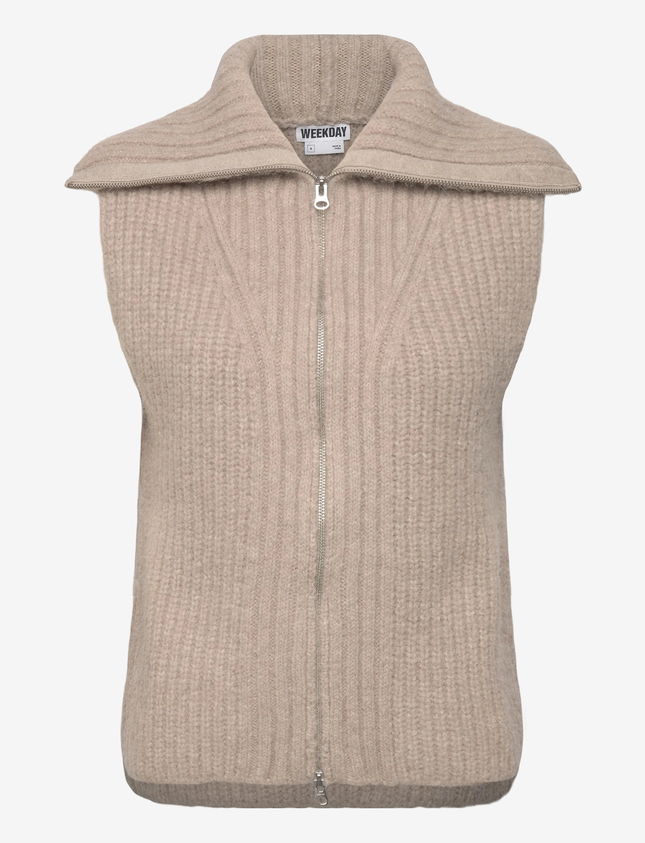Weekday - Knitted Zip Vest - strikveste - beige - 0