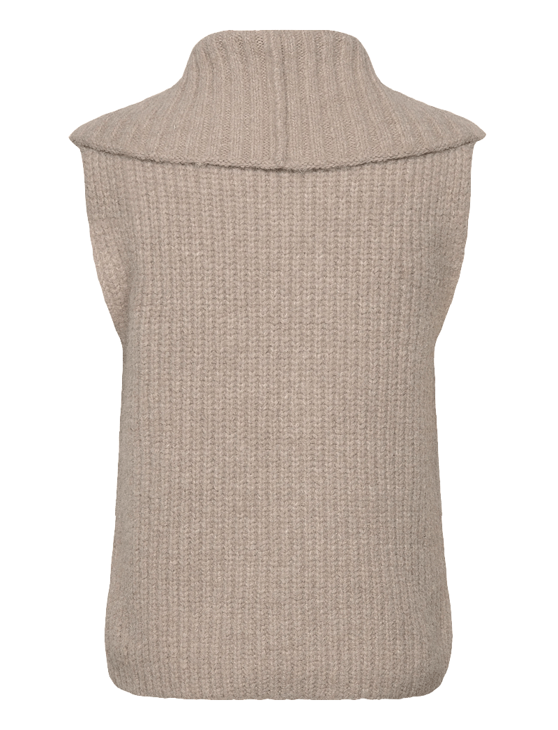 Weekday - Knitted Zip Vest - strikveste - beige - 1