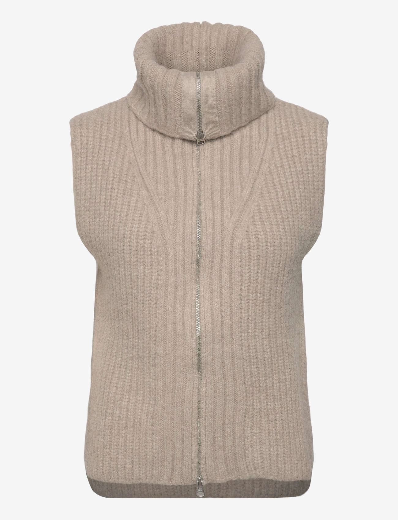 Weekday - Knitted Zip Vest - strikveste - beige - 2