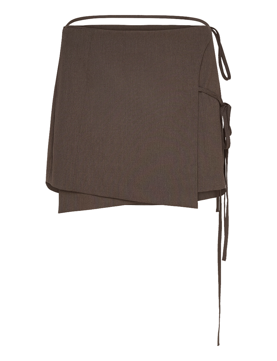 Weekday - Strappy Mini Wrap Skirt - slå-om-nederdele - brown melange - 0