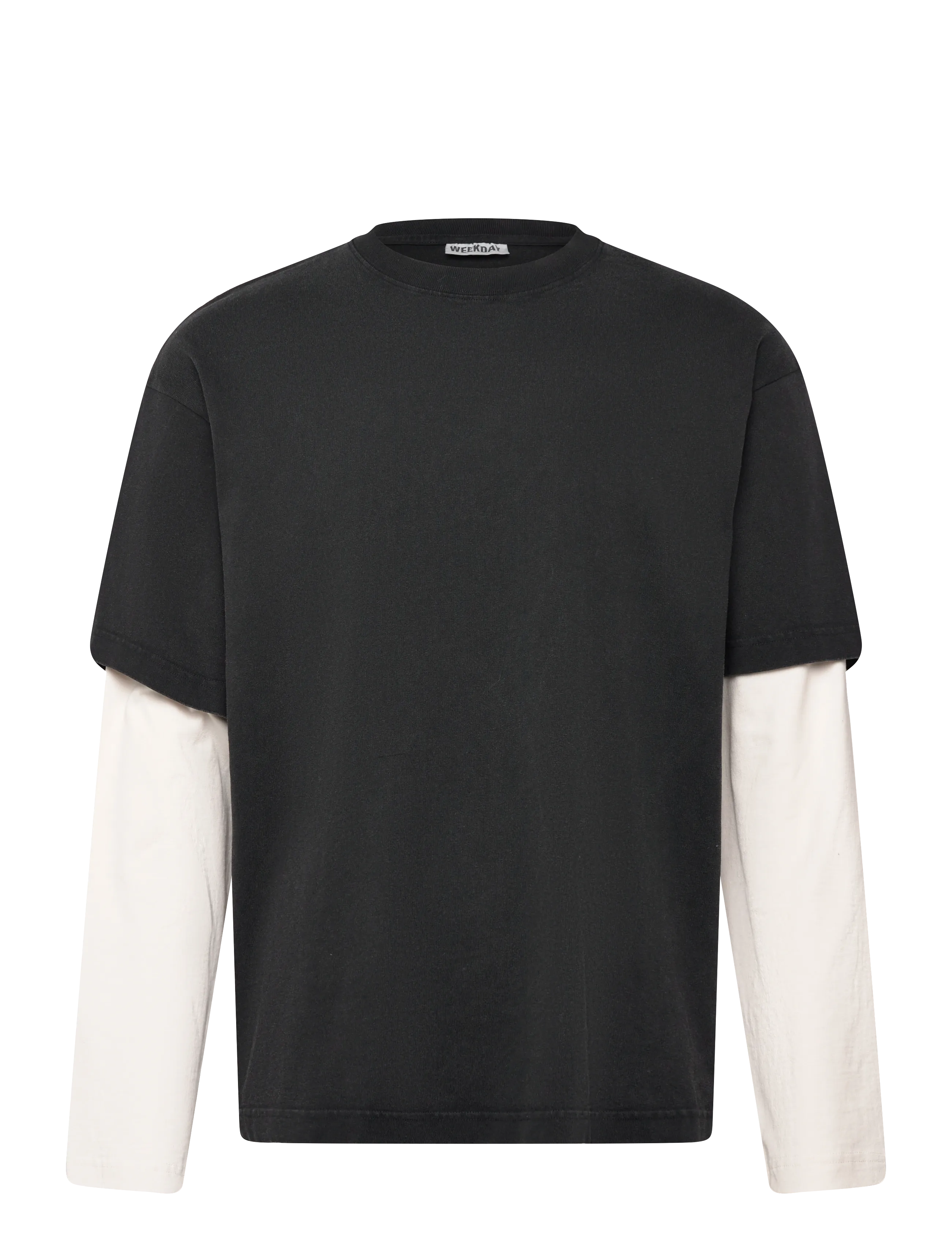 Weekday Double-Layered Cotton T-shirt - Tänavastiil - BLACK / black