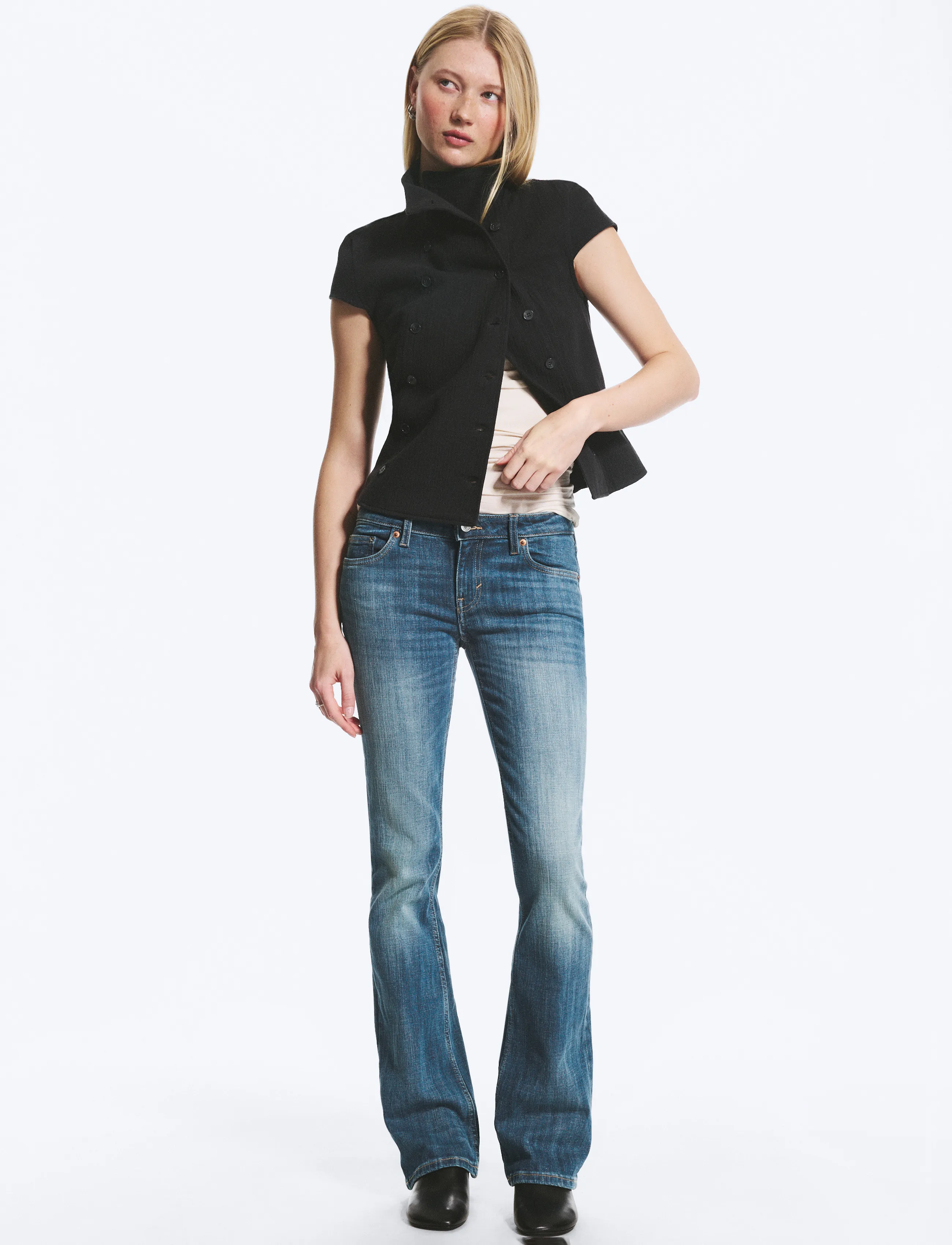 Weekday Luna Low Rise Skinny Bootcut Jeans - Jeans - OYSTER BLUE / blue