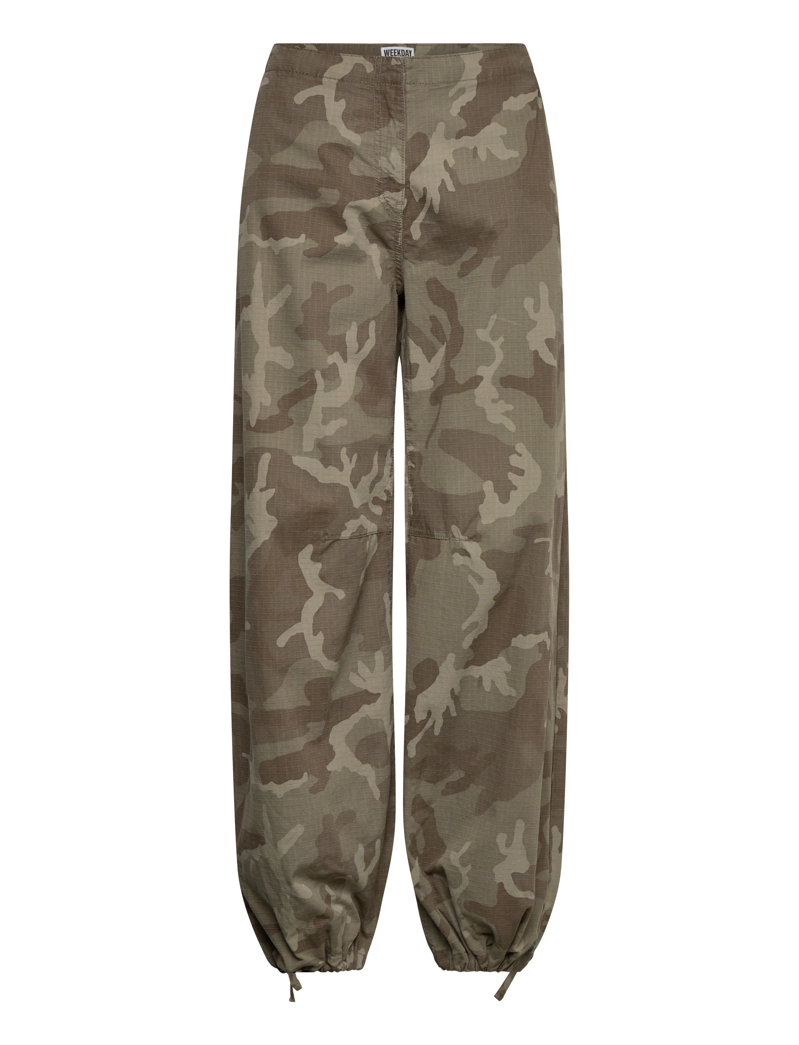 Weekday Low Rise Baggy Ripstop Trousers - Clothing - WASHED CAMO PRINT / khaki/green