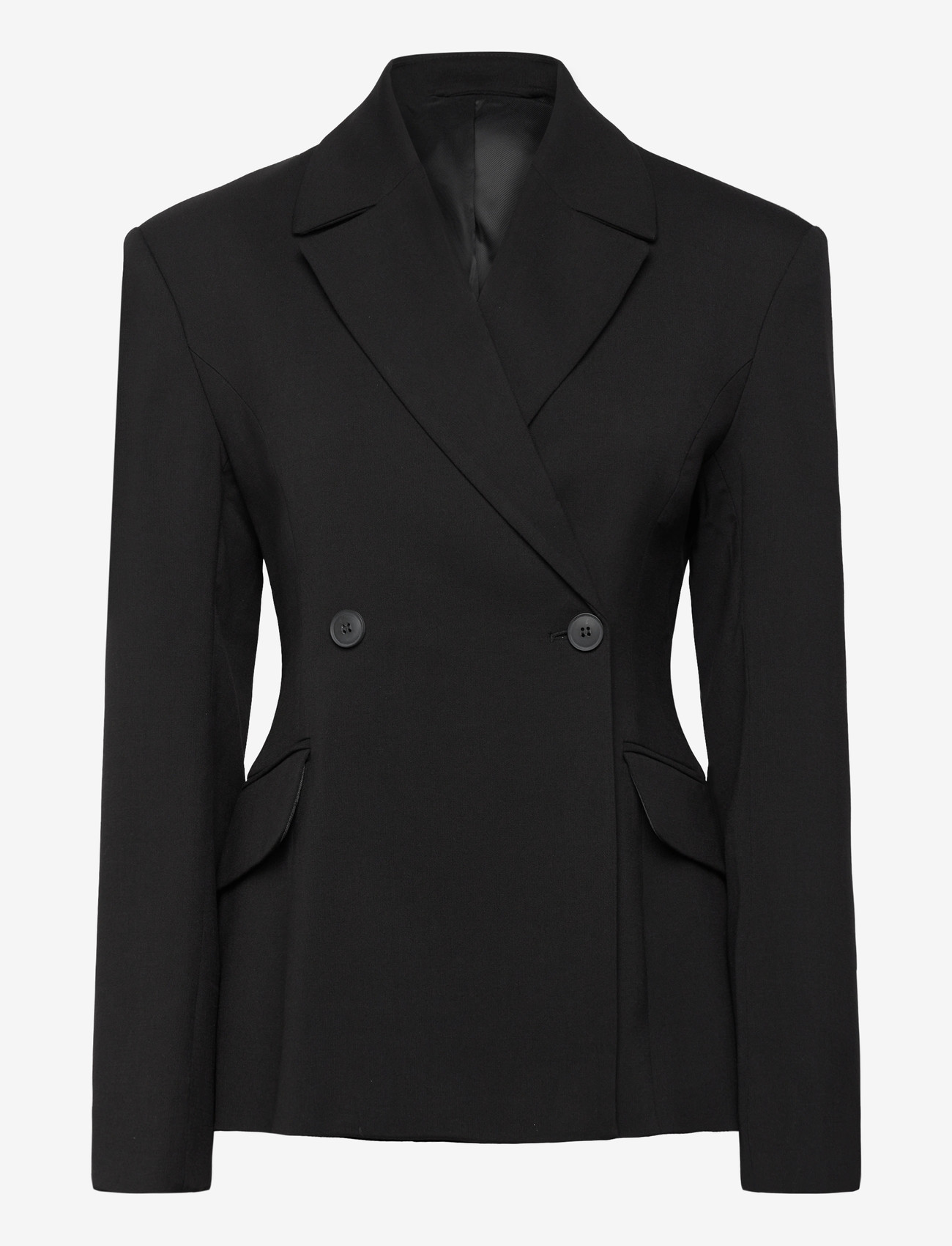 Weekday - Fitted Double-Breasted Blazer - dubbelknäppta kavajer - black - 0