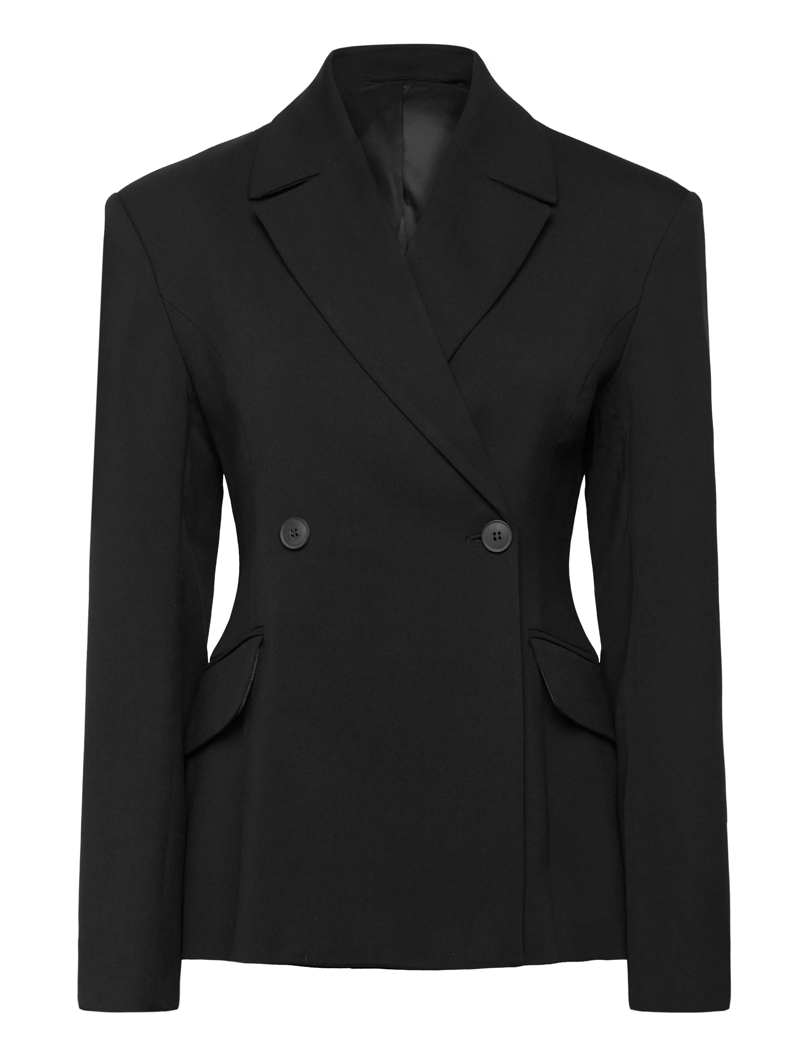 Weekday Fitted Double-Breasted Blazer - Transitional Layering - BLACK / black