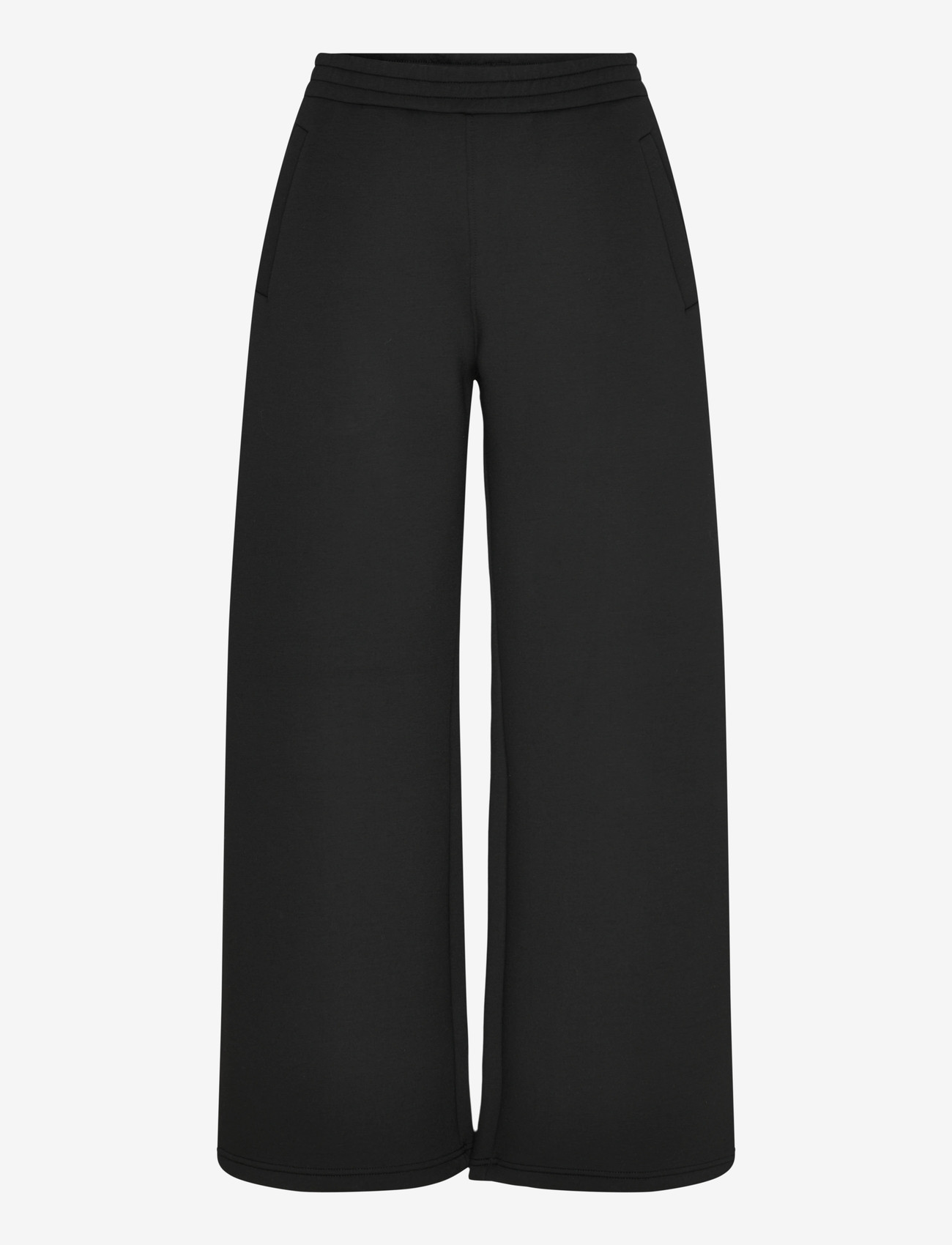 Weekday - Relaxed Wide Leg Scuba Sweatpants - laia säärega püksid - black dark - 0