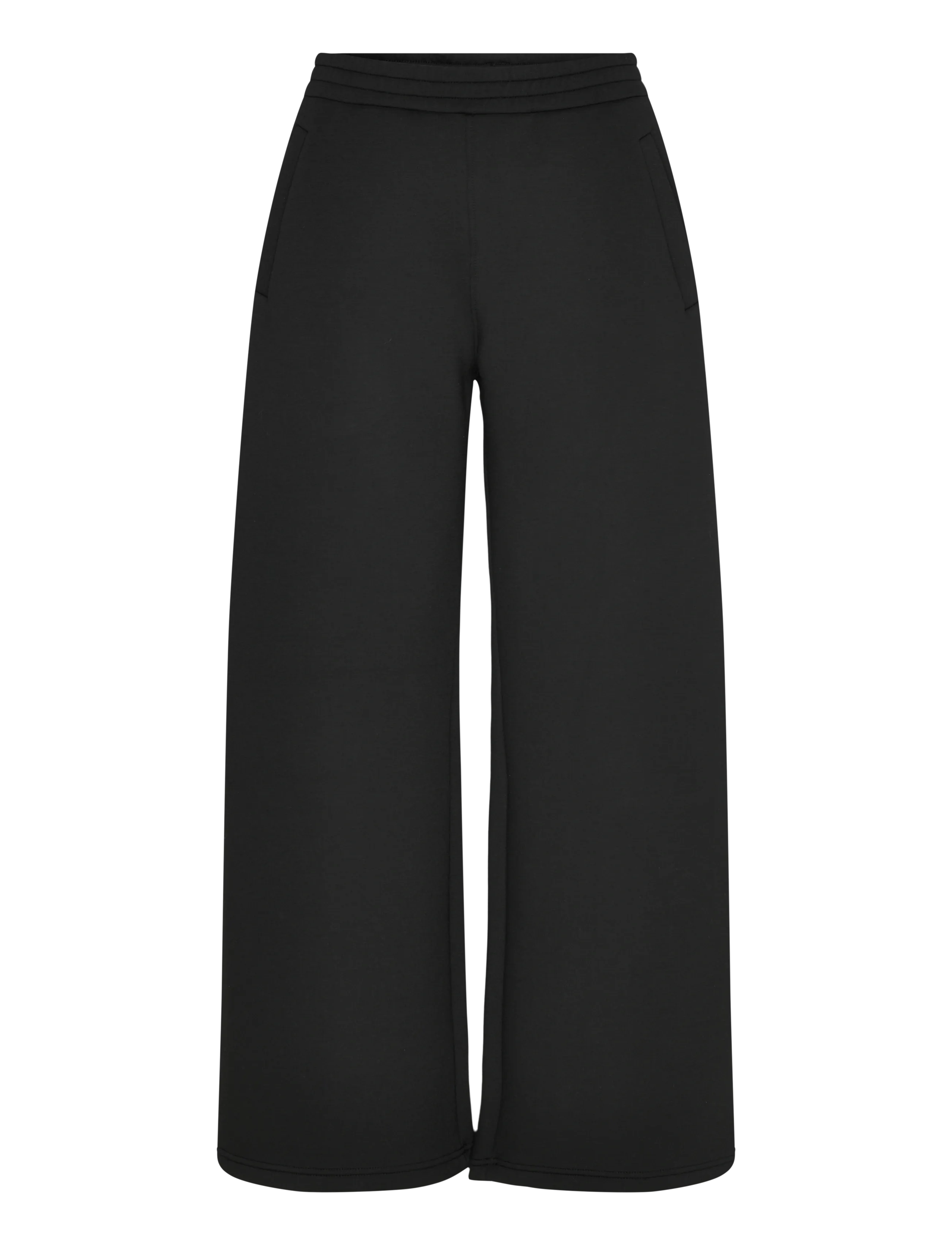 Relaxed Wide Leg Scuba Sweatpants - BLACK DARK
