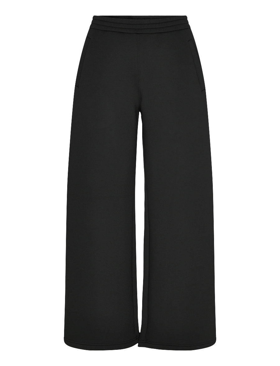 Weekday - Relaxed Wide Leg Scuba Sweatpants - hosen mit weitem bein - black dark - 1