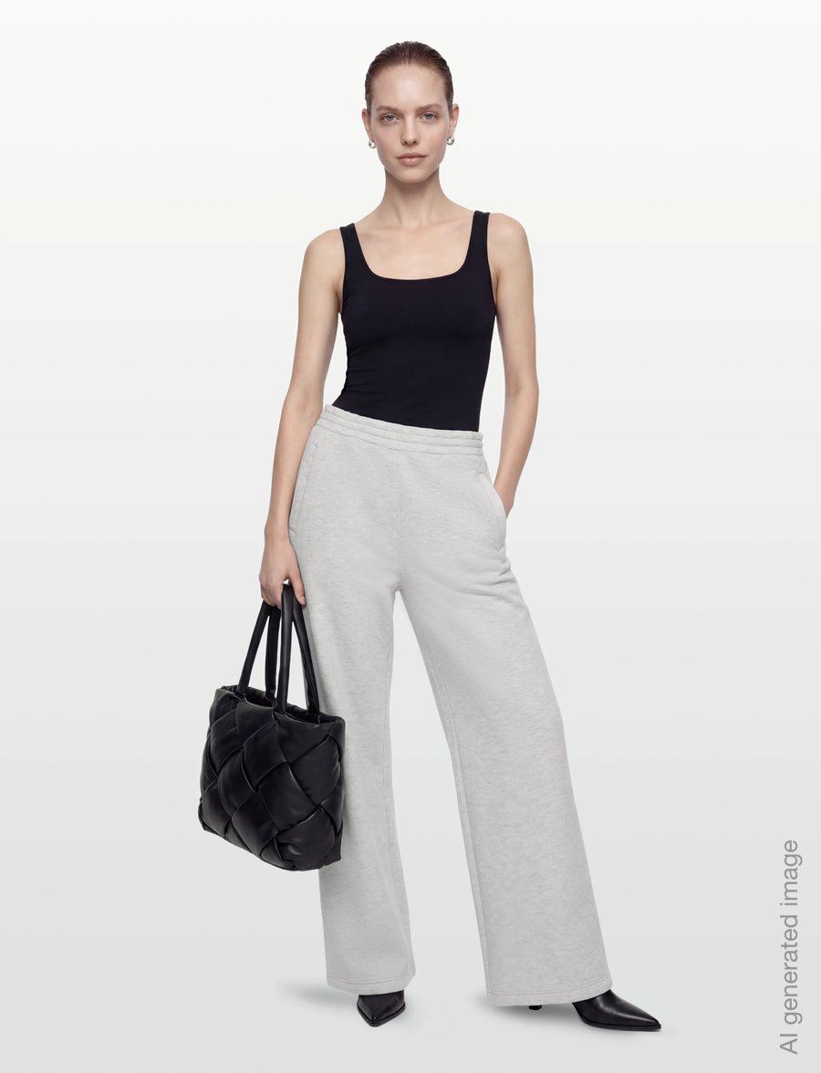 Weekday - Relaxed Wide Leg Scuba Sweatpants - vida byxor - grey melange dusty l - 0
