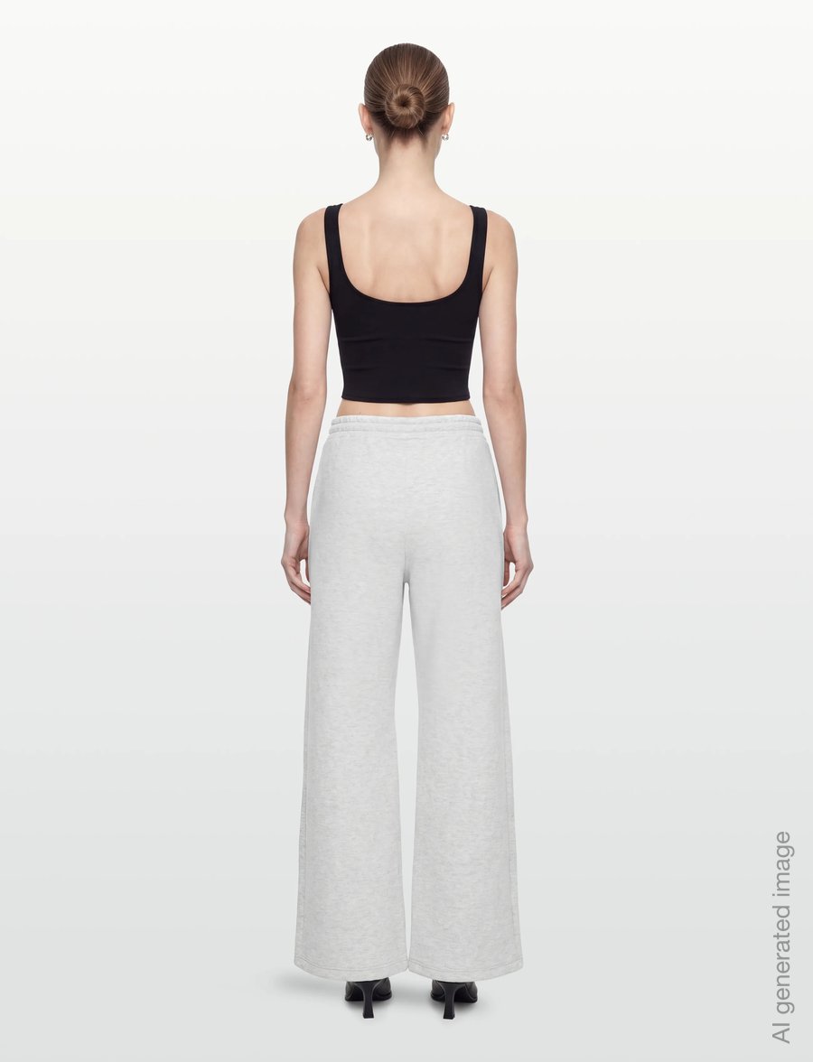 Weekday - Relaxed Wide Leg Scuba Sweatpants - vida byxor - grey melange dusty l - 4